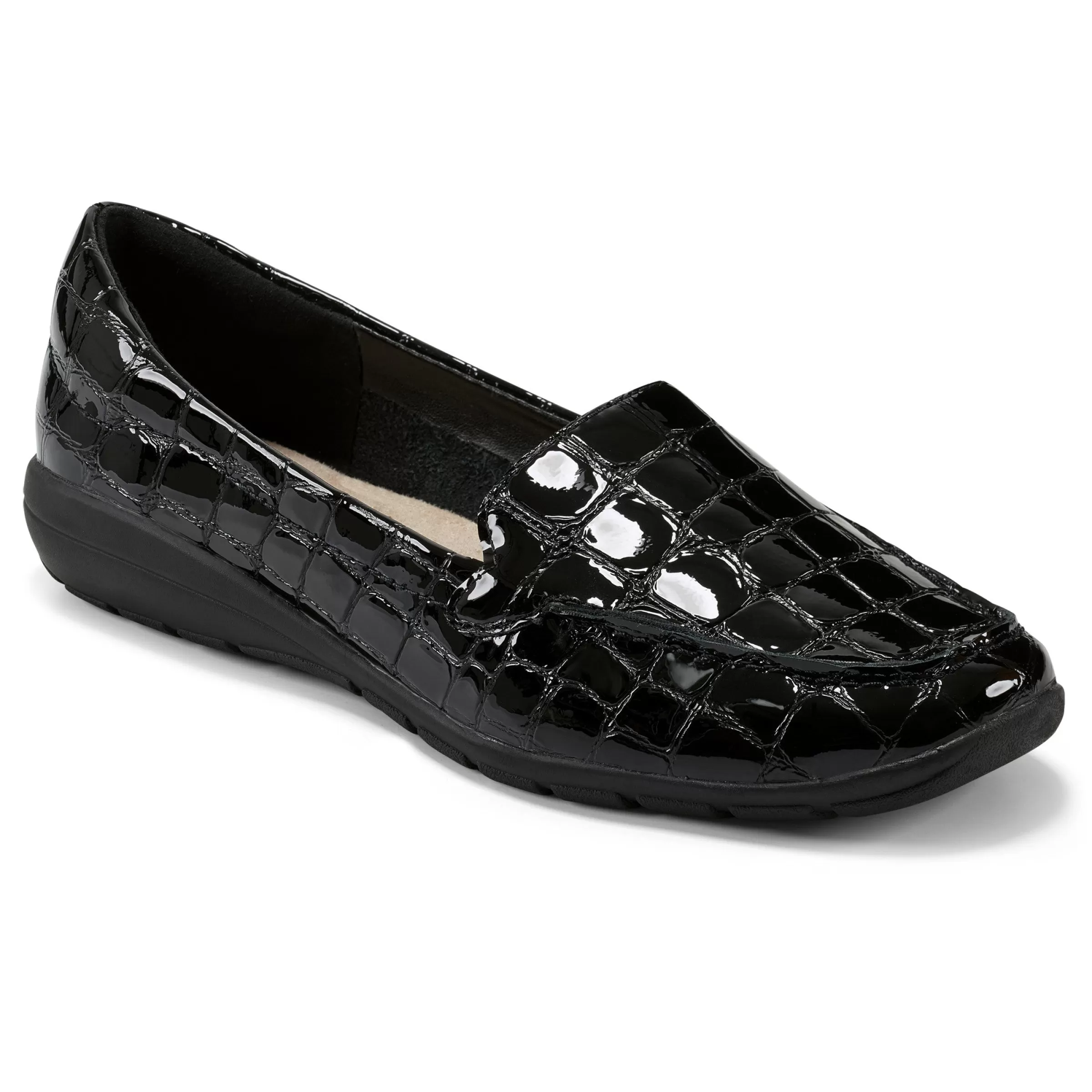 eFlex | eFlex-Easy Spirit Abide Croco Print Casual Flats Black Croco Patent