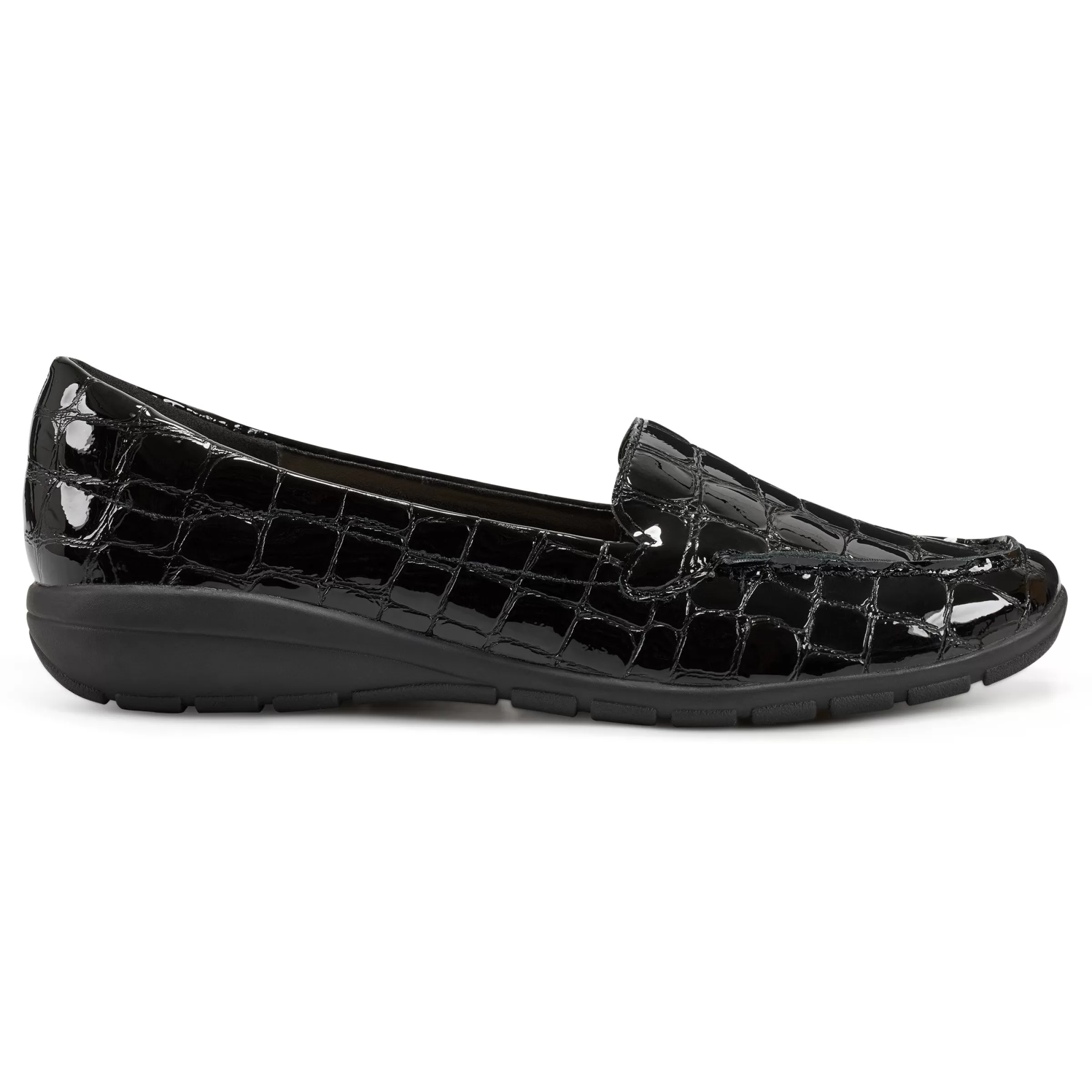 eFlex | eFlex-Easy Spirit Abide Croco Print Casual Flats Black Croco Patent