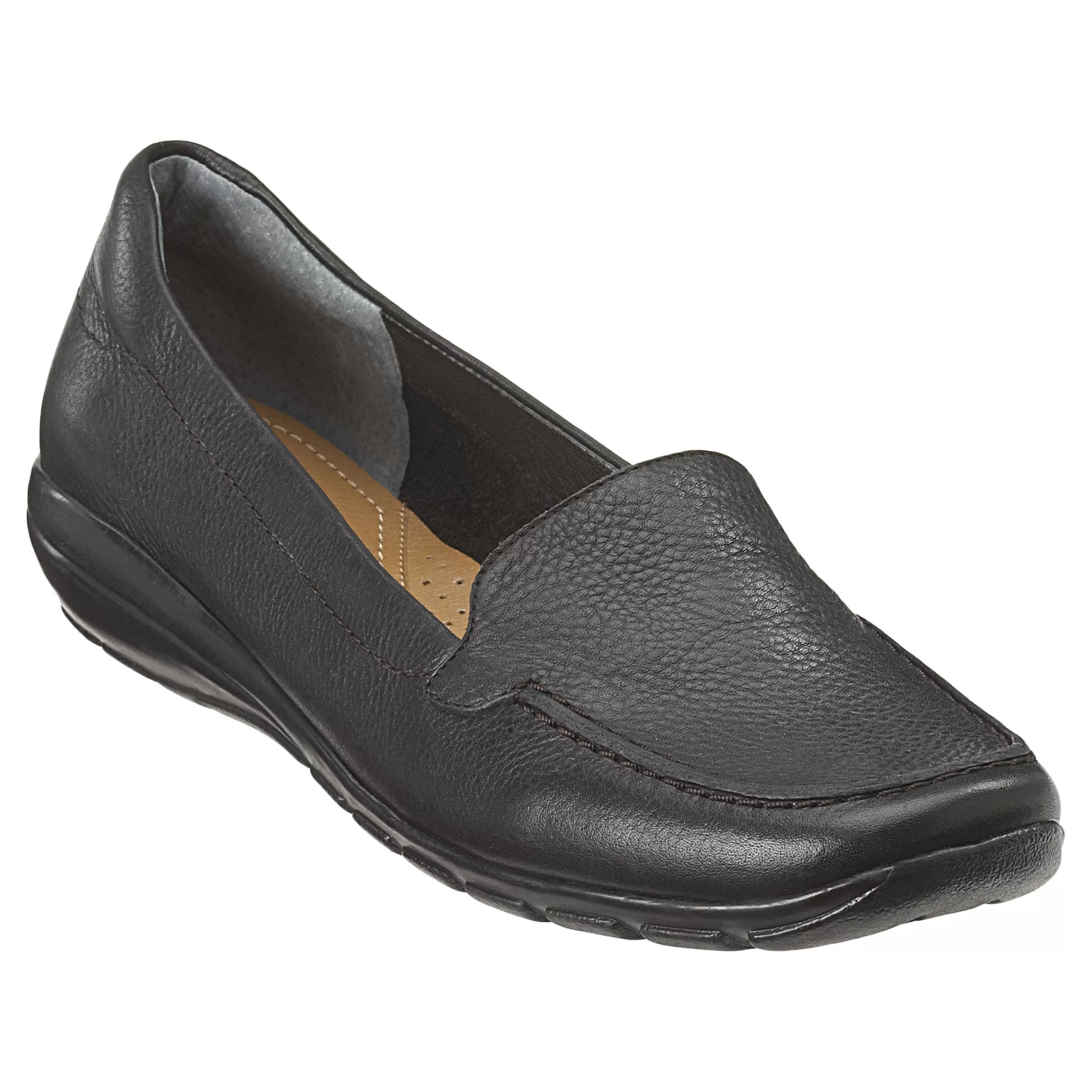 eFlex | eFlex-Easy Spirit Abide Leather Casual Flats Black Leather