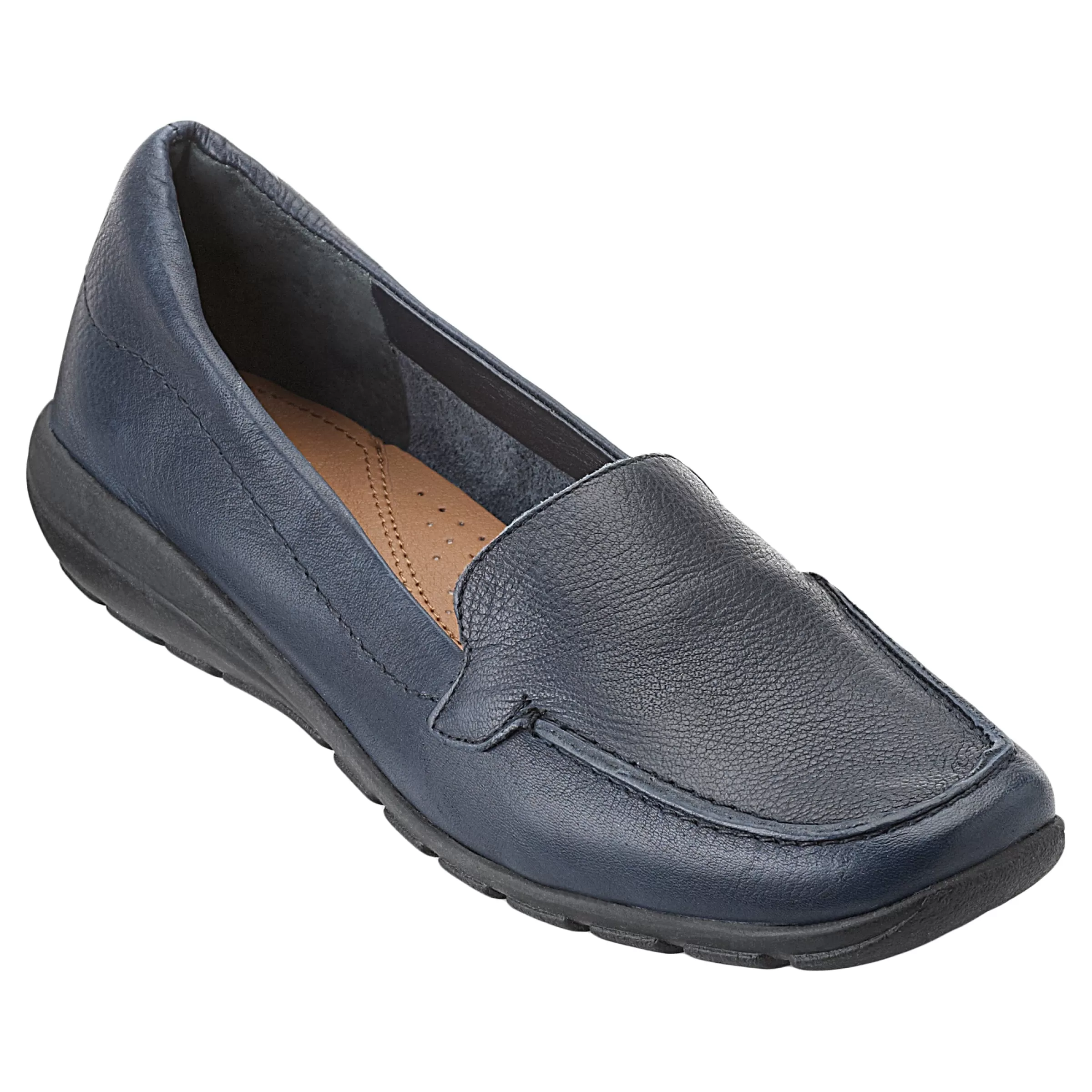 eFlex | eFlex-Easy Spirit Abide Leather Casual Flats Bright Navy Leather