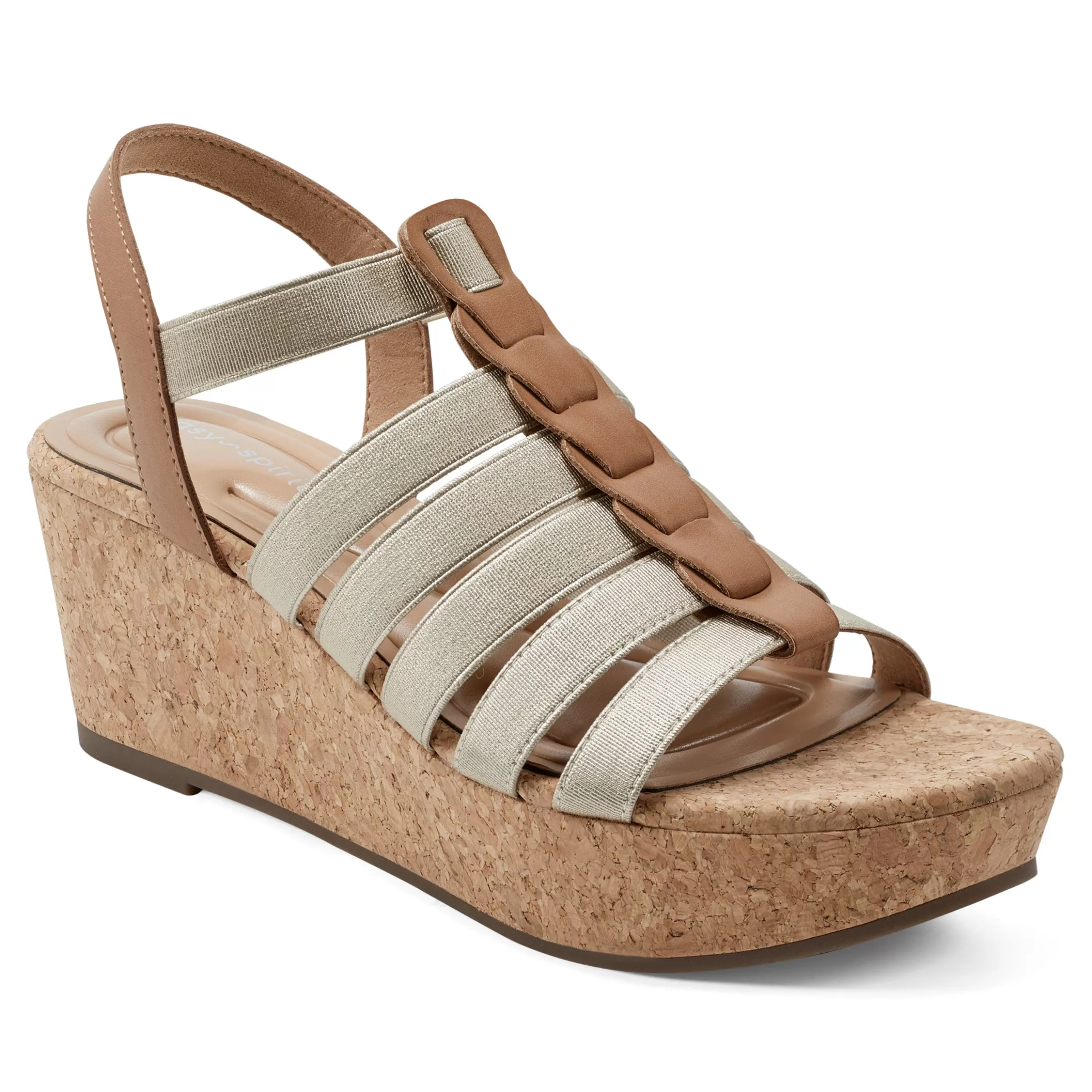 Dress | Sandals-Easy Spirit Avinna Platform Wedge Sandals Gold/Natural