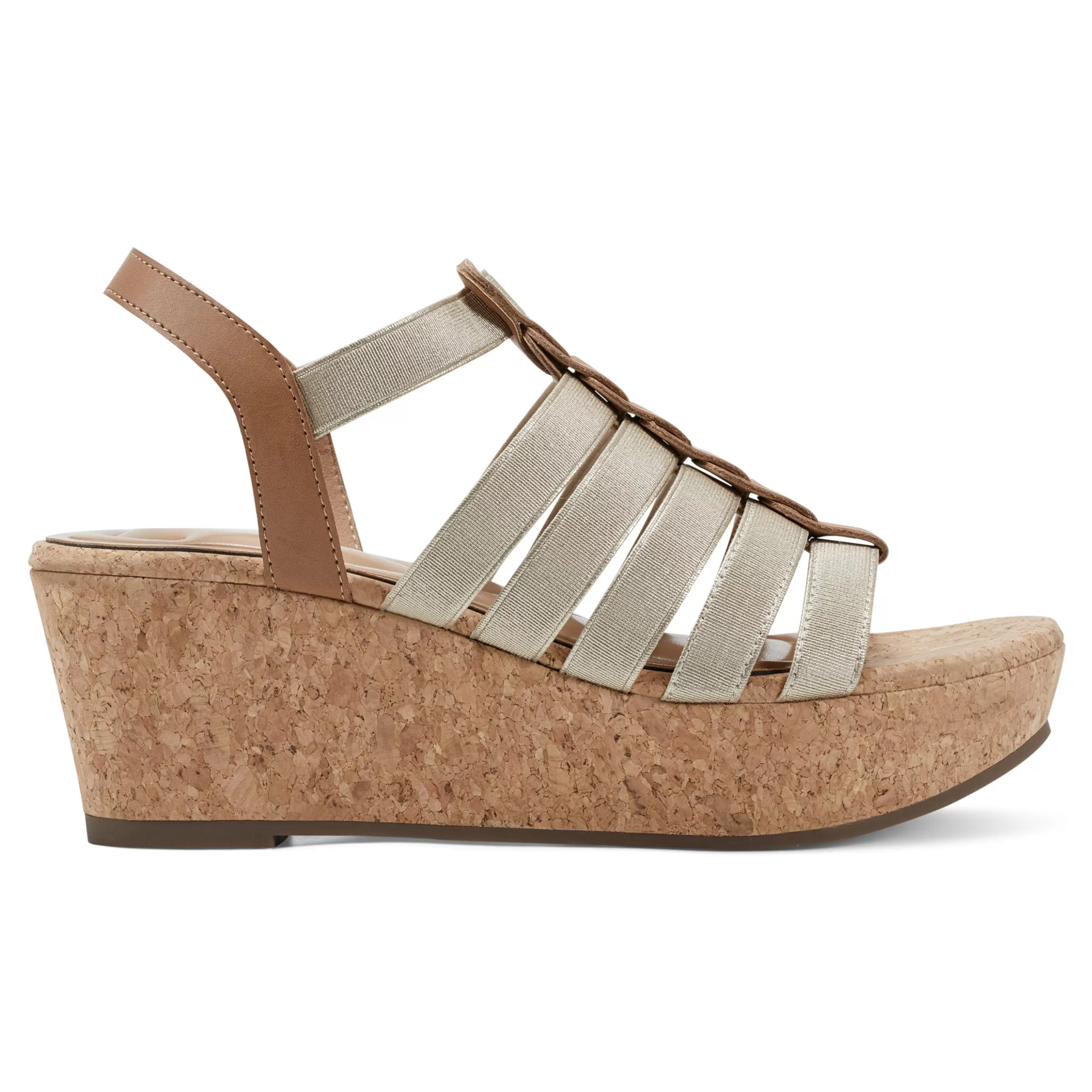 Dress | Sandals-Easy Spirit Avinna Platform Wedge Sandals Gold/Natural