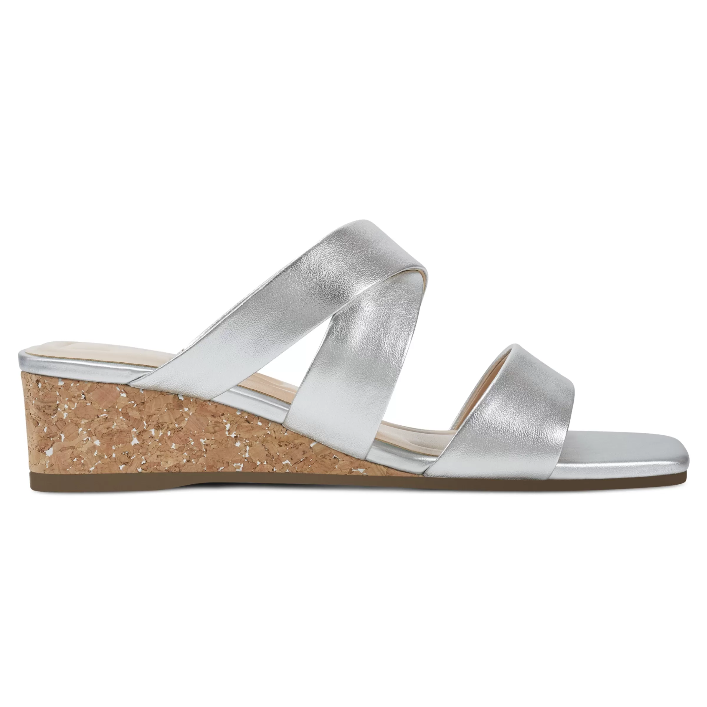 Dress | Sandals-Easy Spirit Becky Wedge Sandals Silver Leather