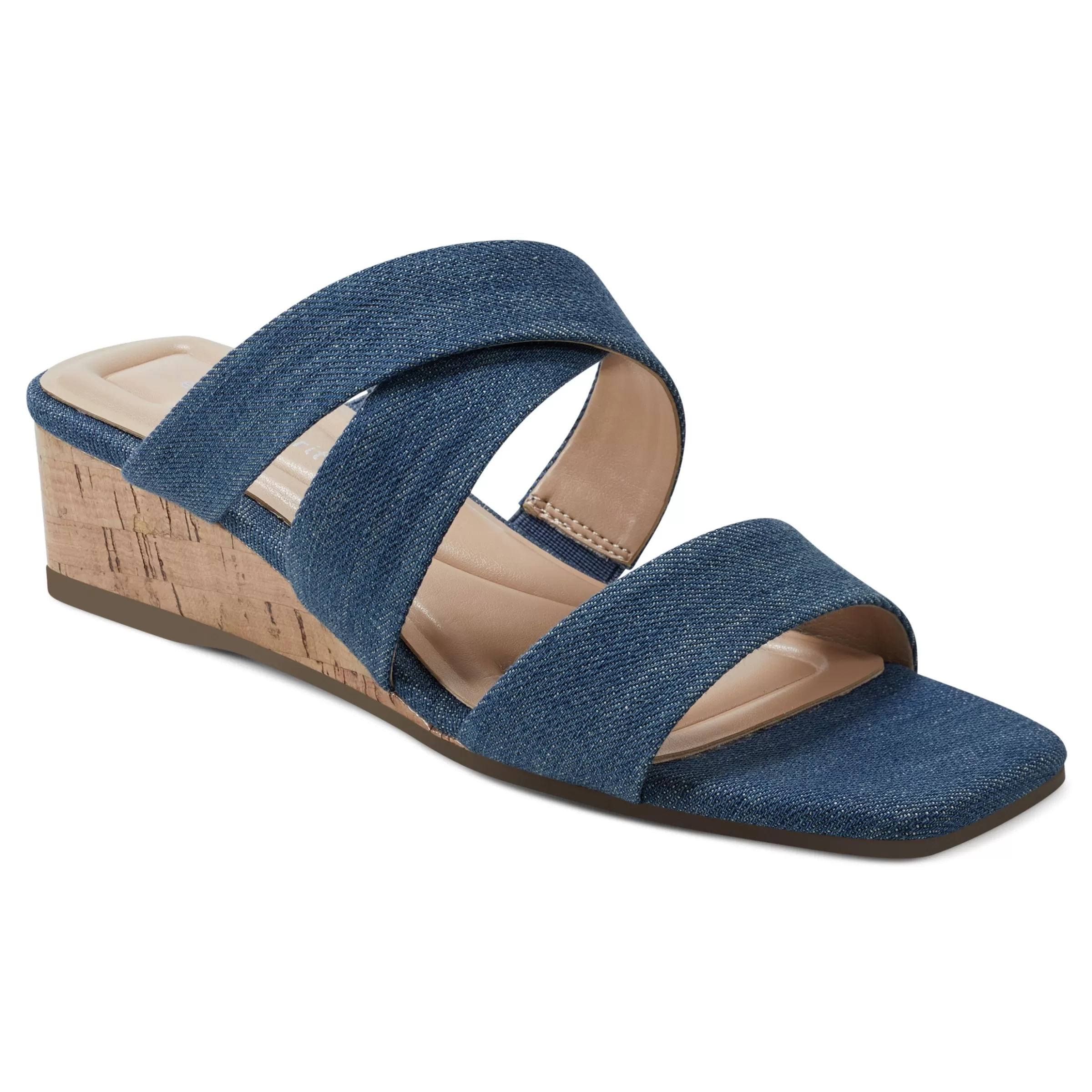 Dress | Sandals-Easy Spirit Becky Wedge Sandals Blue Denim