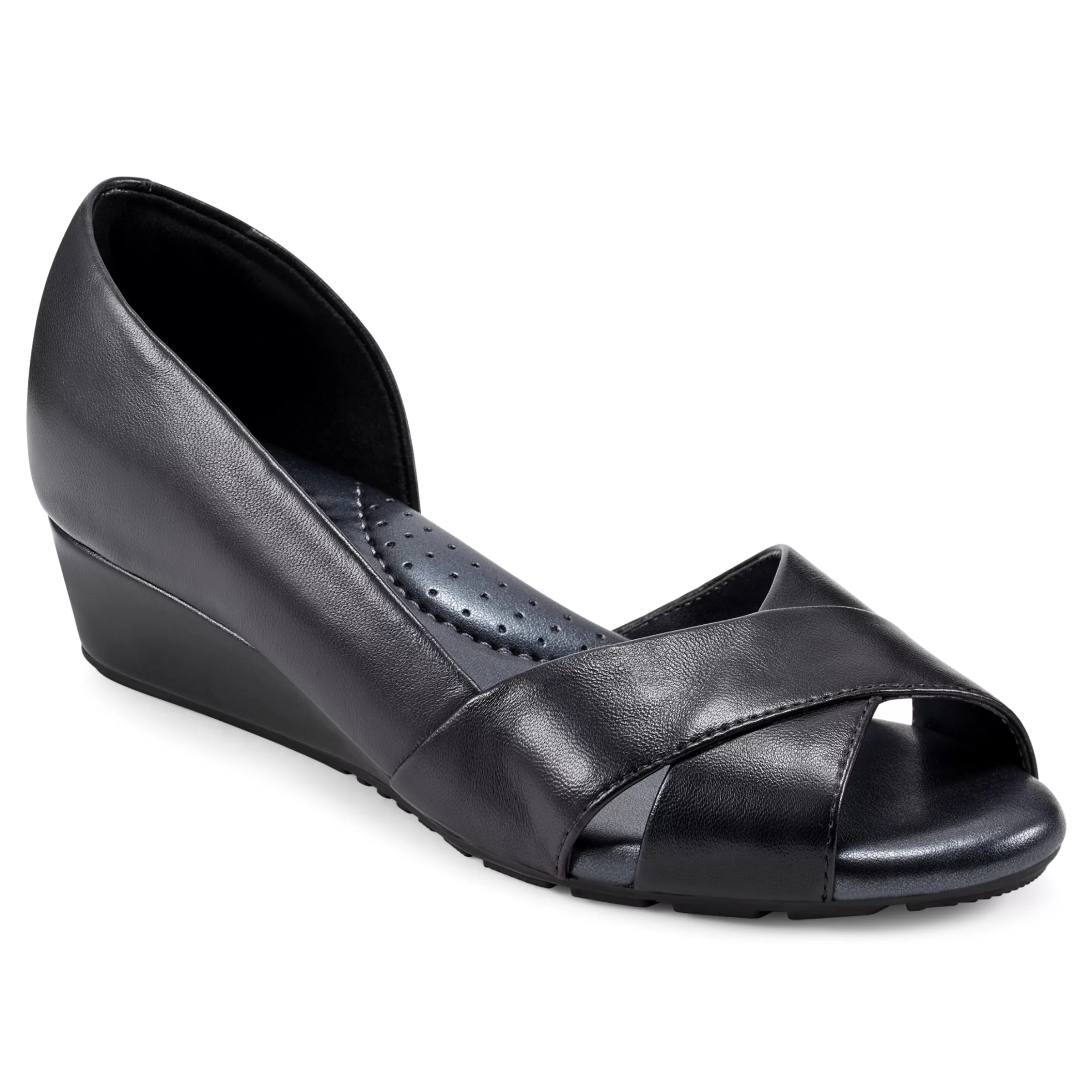 eFlex | eFlex-Easy Spirit Bernie Dress Wedges Black Leather