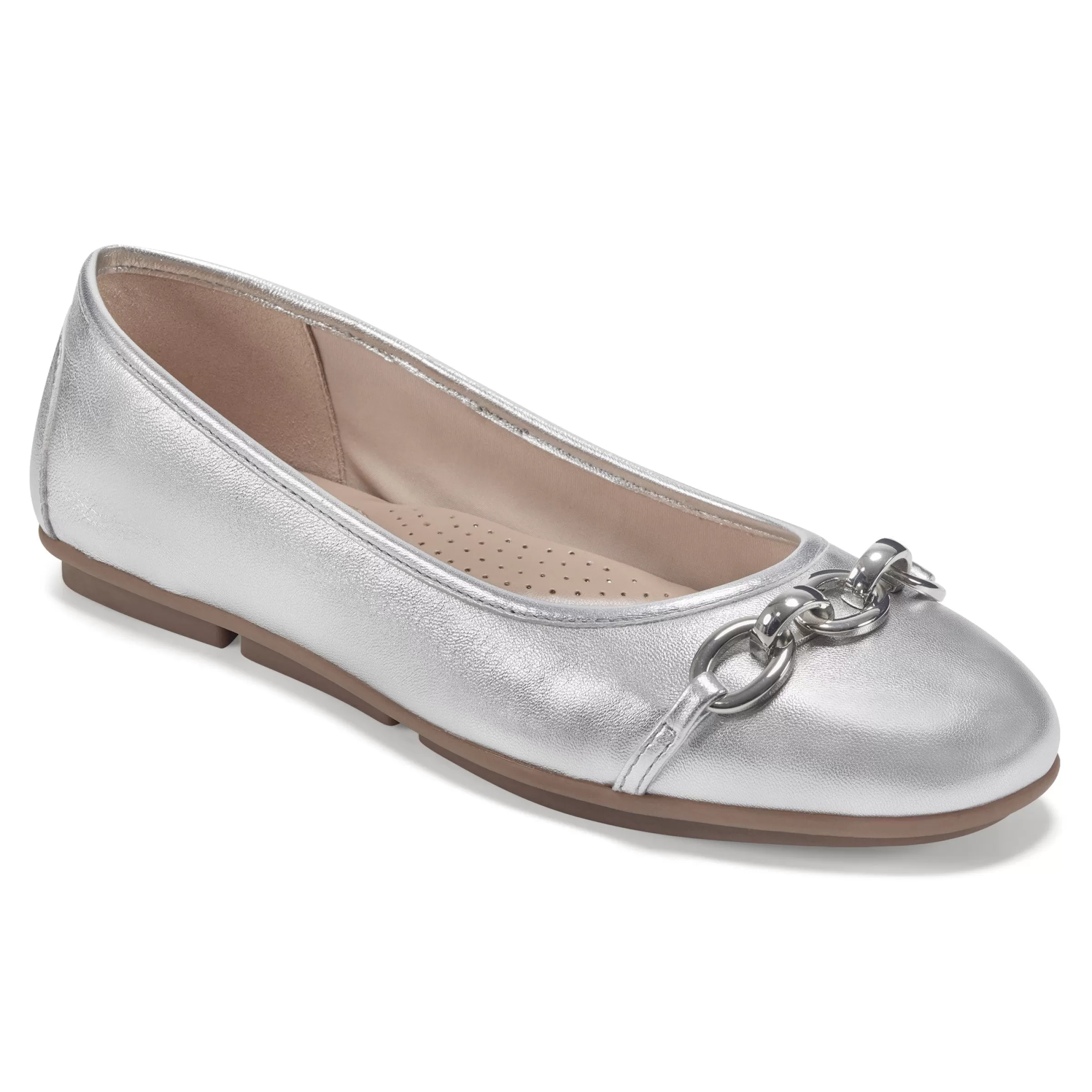 eFlex | eFlex-Easy Spirit Brandi Ballet Flats Silver Leather