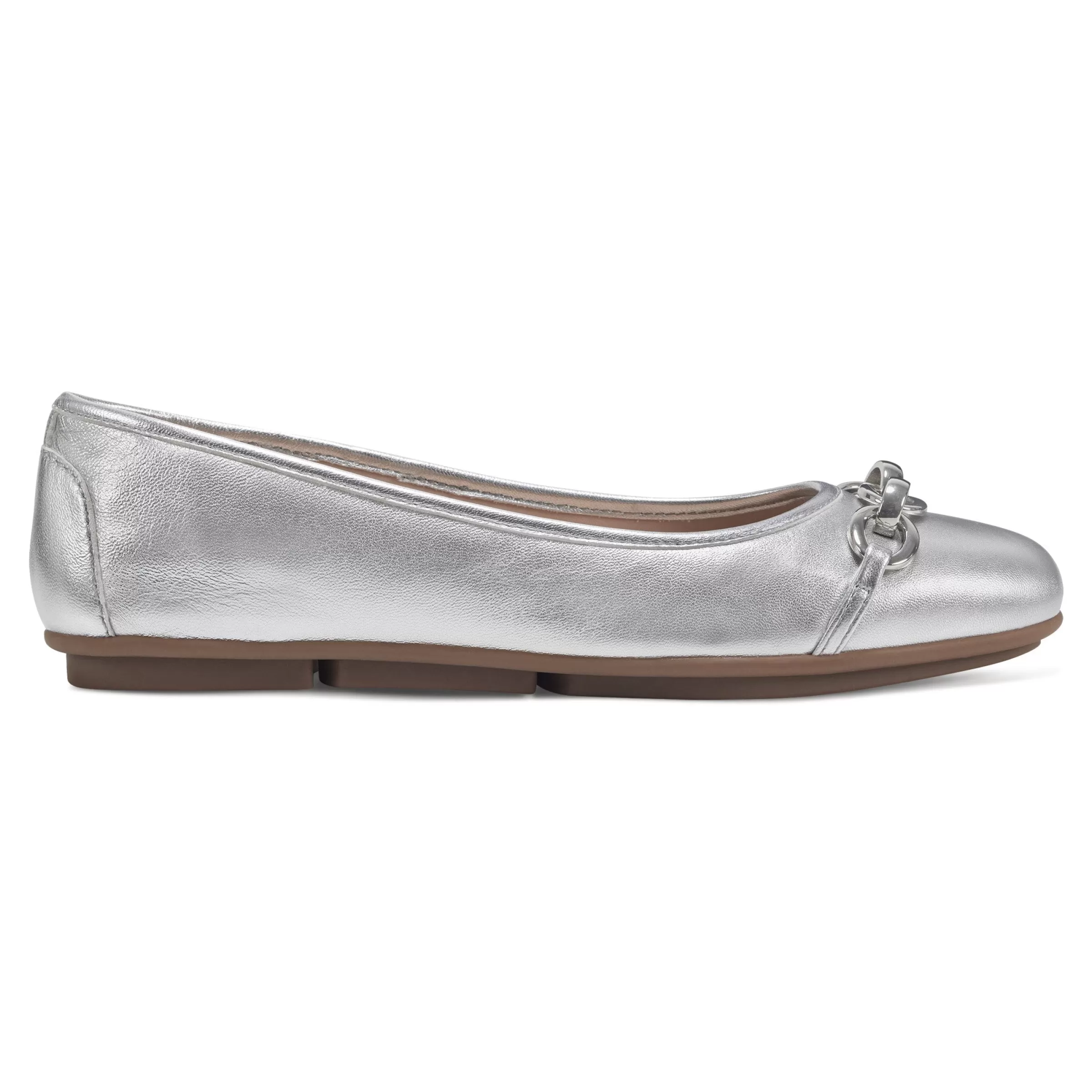 eFlex | eFlex-Easy Spirit Brandi Ballet Flats Silver Leather