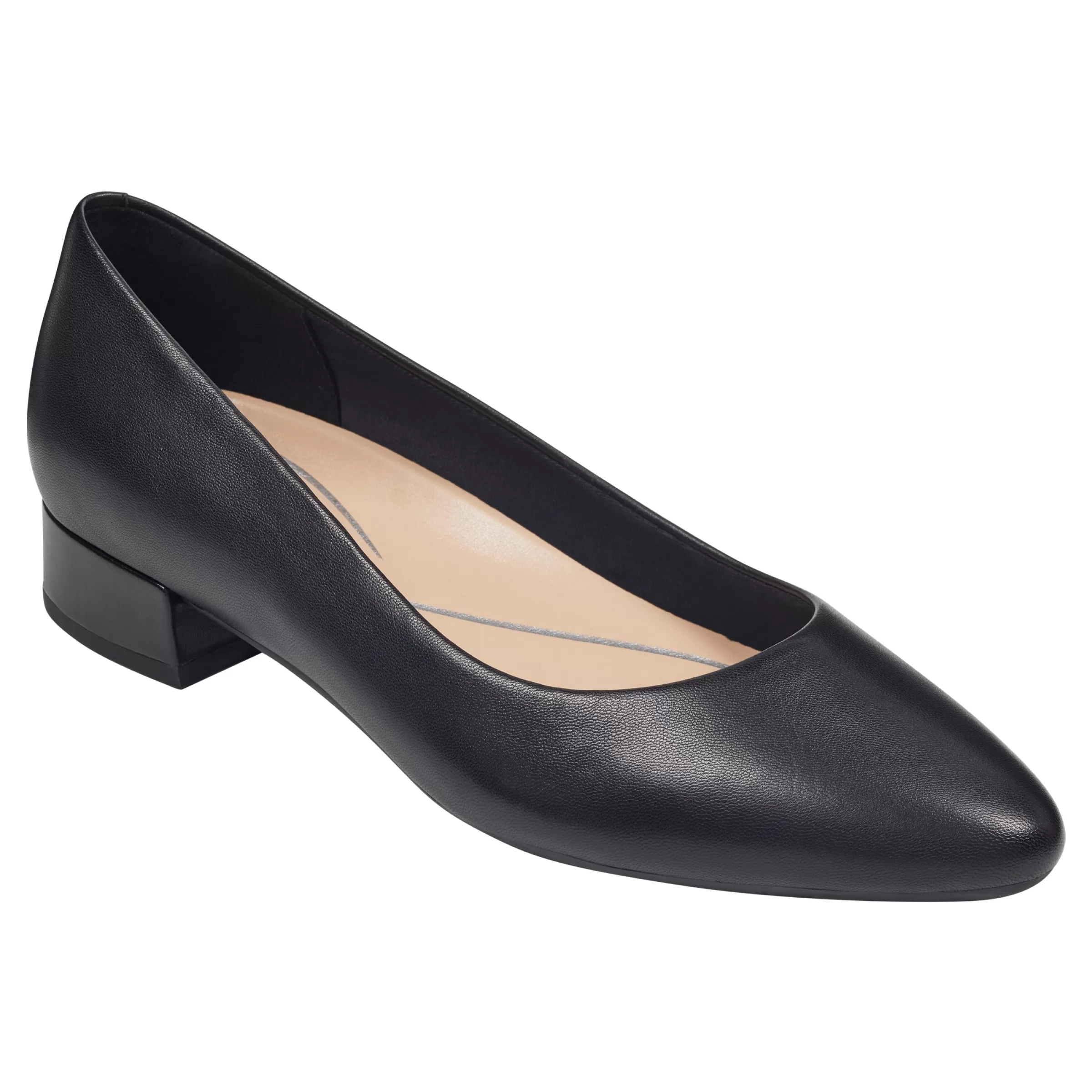 Low Heels | eFlex-Easy Spirit Caldise Leather Low Heel Dress Shoes Black Leather