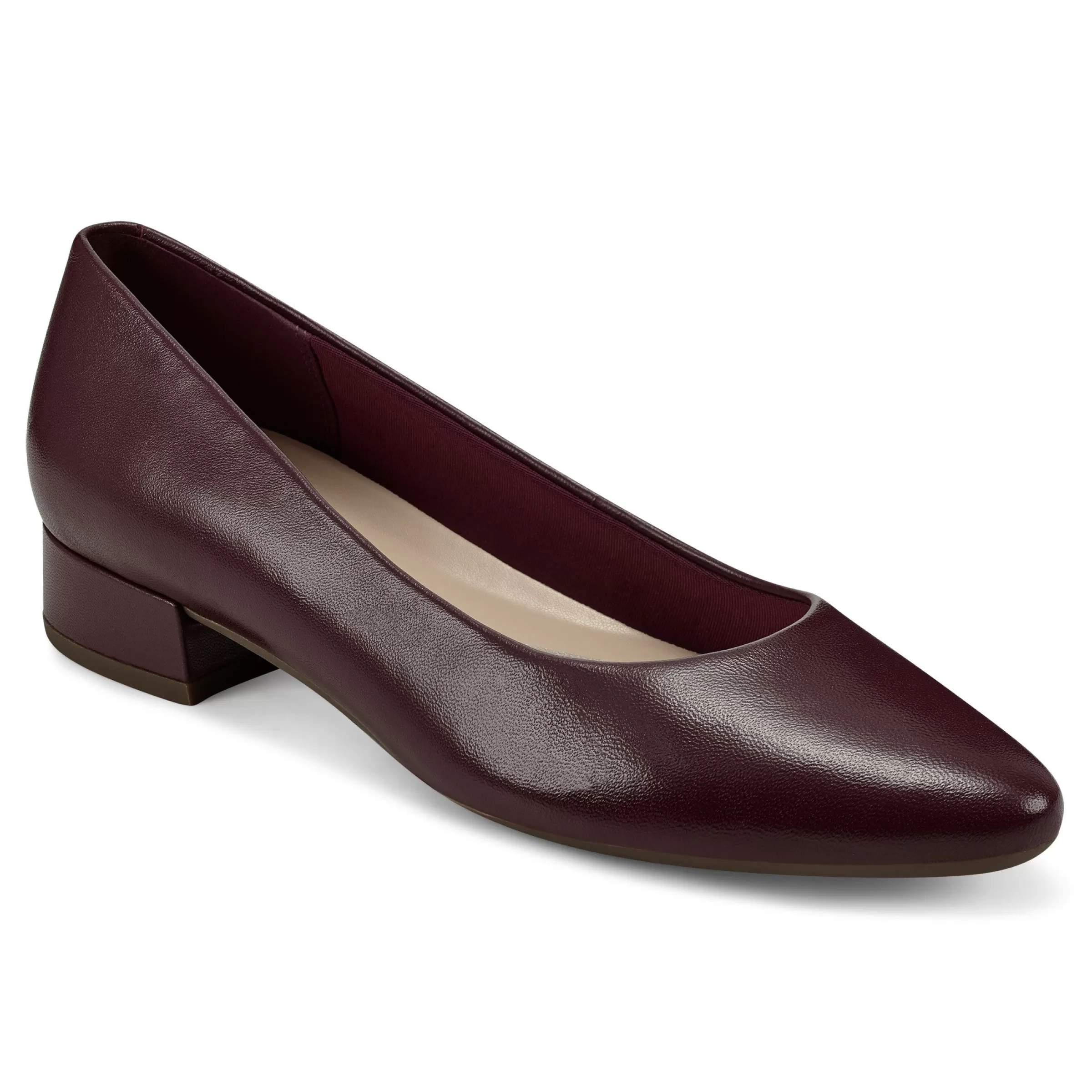 Low Heels | eFlex-Easy Spirit Caldise Leather Low Heel Dress Shoes Dark Red Leather