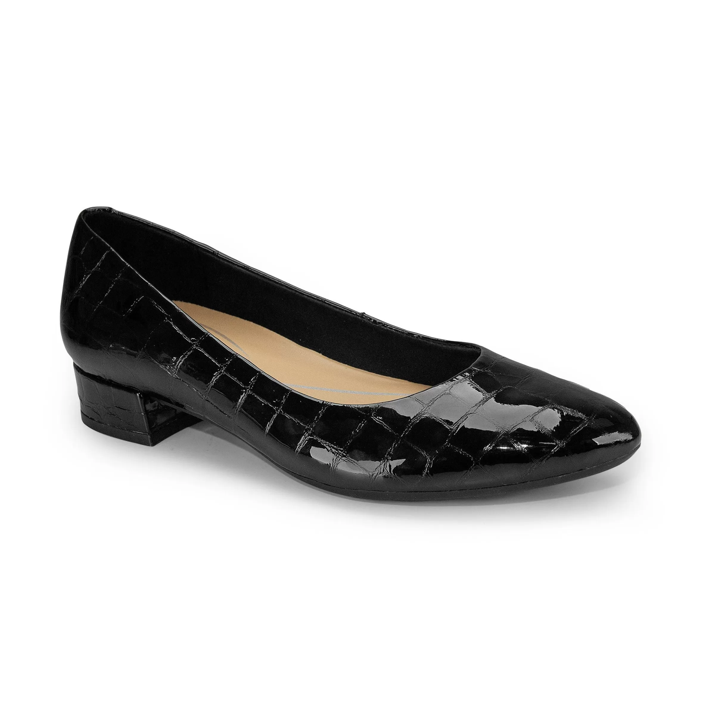 Caldise Low Heels | Low Heels-Easy Spirit Caldise Low Heel Dress Shoes Black Croco Patent