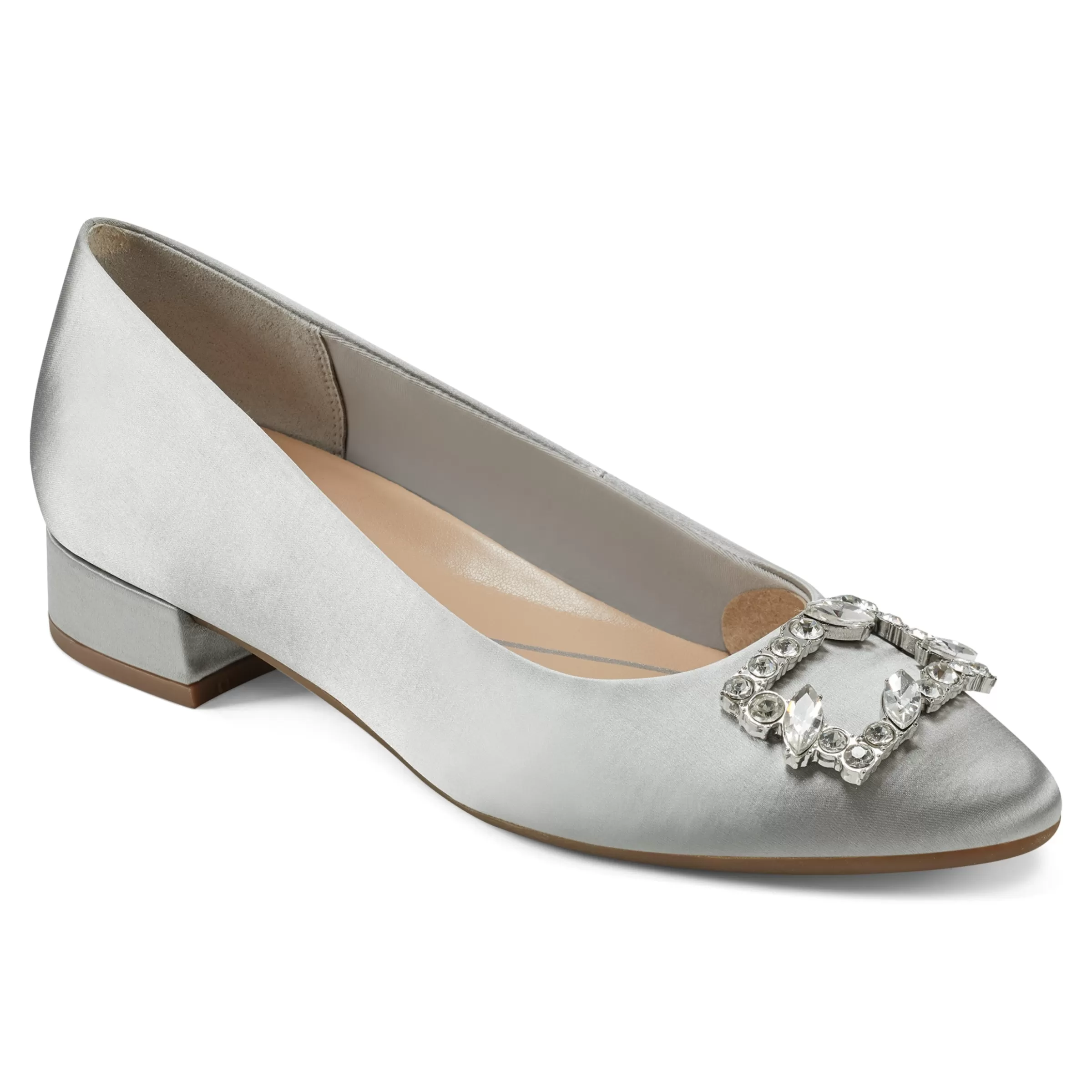 Low Heels | eFlex-Easy Spirit Carisma Dress Pumps Silver Satin