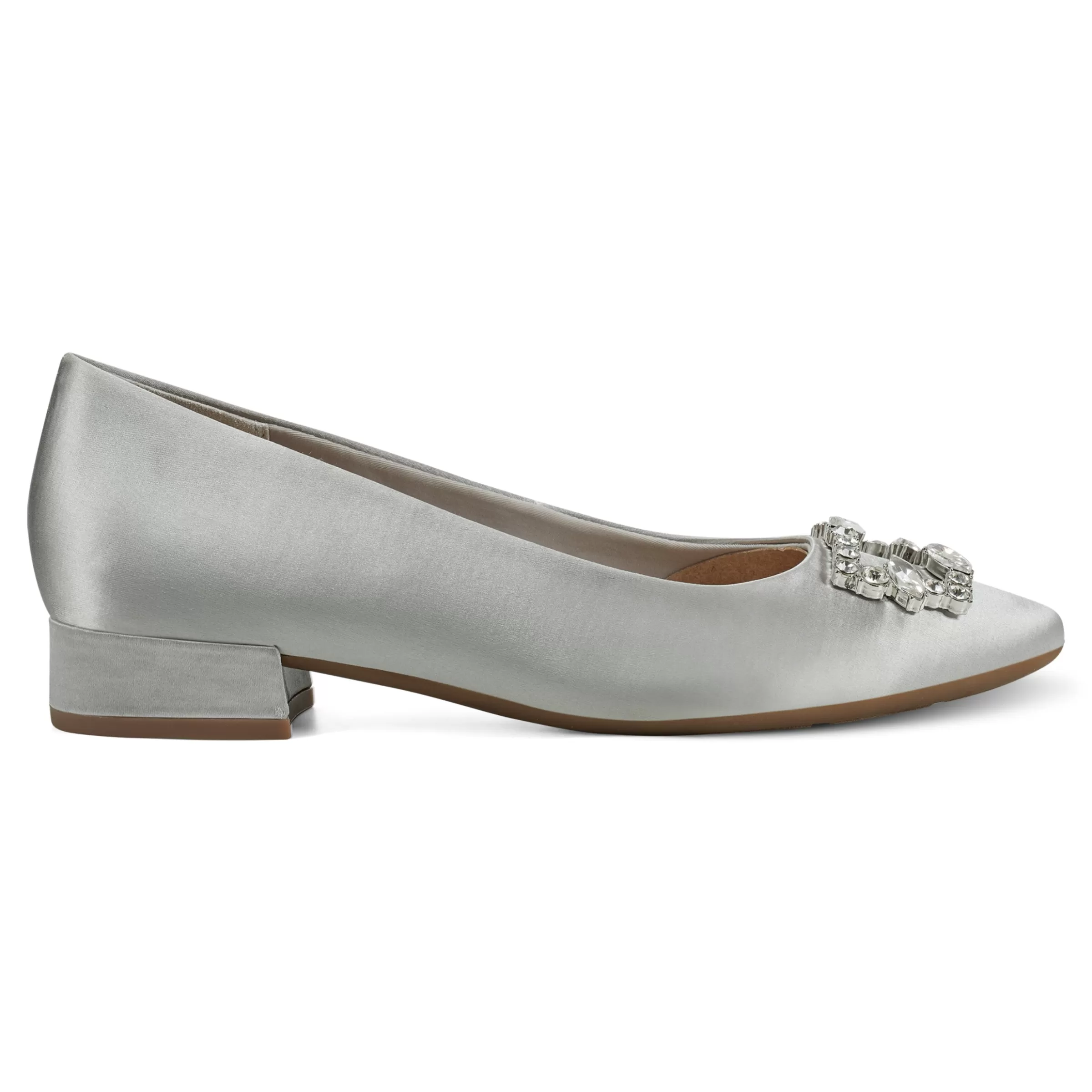 Low Heels | eFlex-Easy Spirit Carisma Dress Pumps Silver Satin