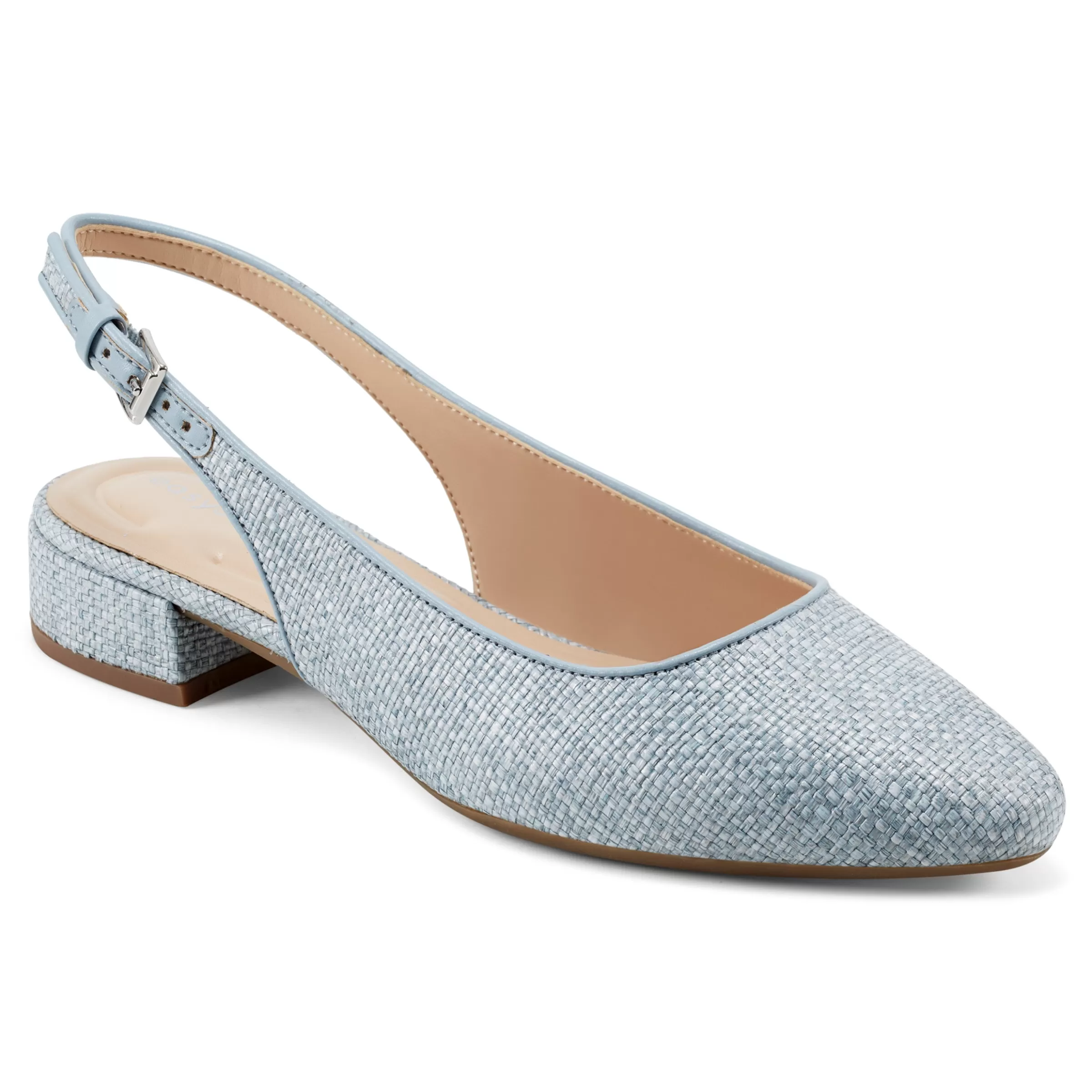 Low Heels | eFlex-Easy Spirit Cassius Slingback Pumps Light Blue Raffia