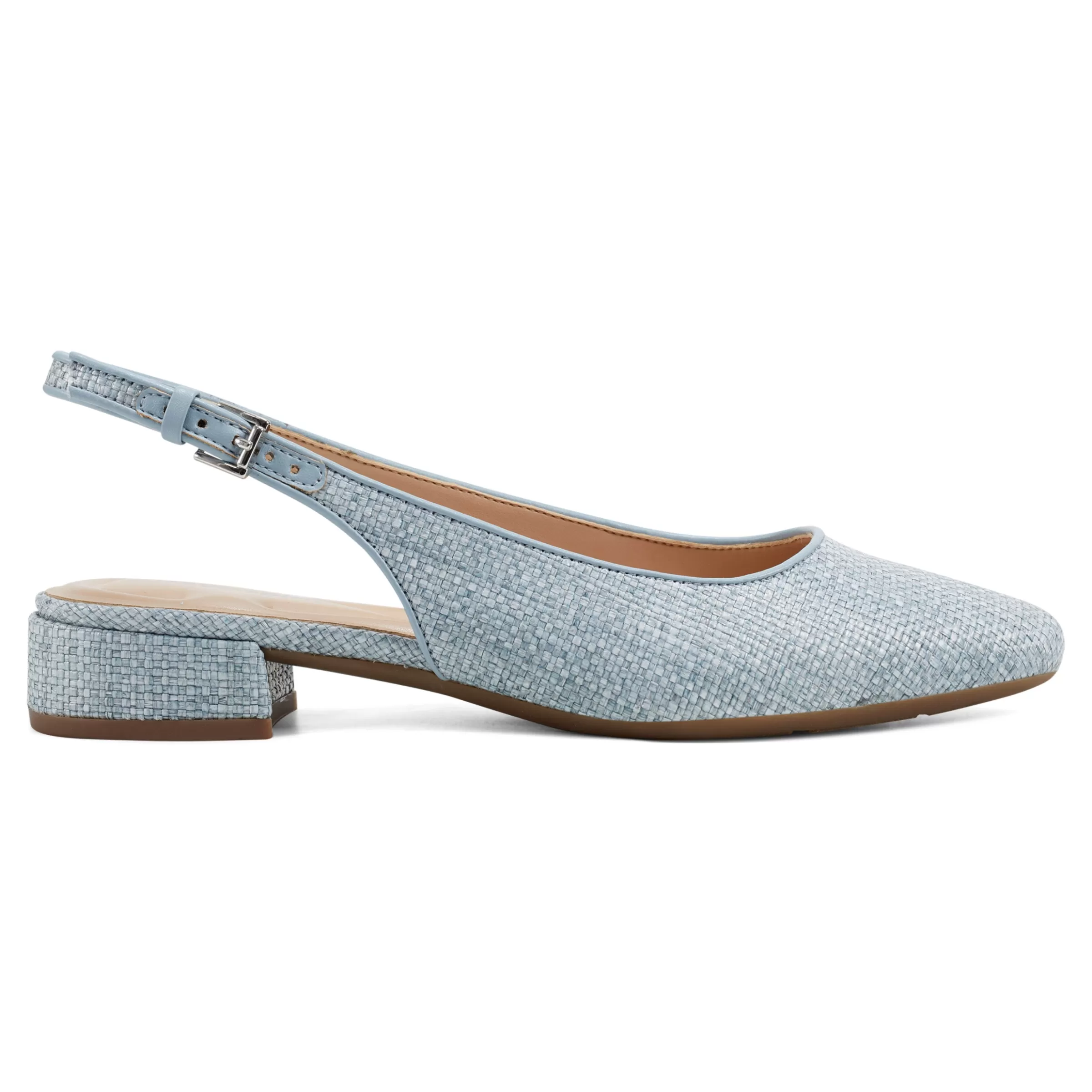 Low Heels | eFlex-Easy Spirit Cassius Slingback Pumps Light Blue Raffia