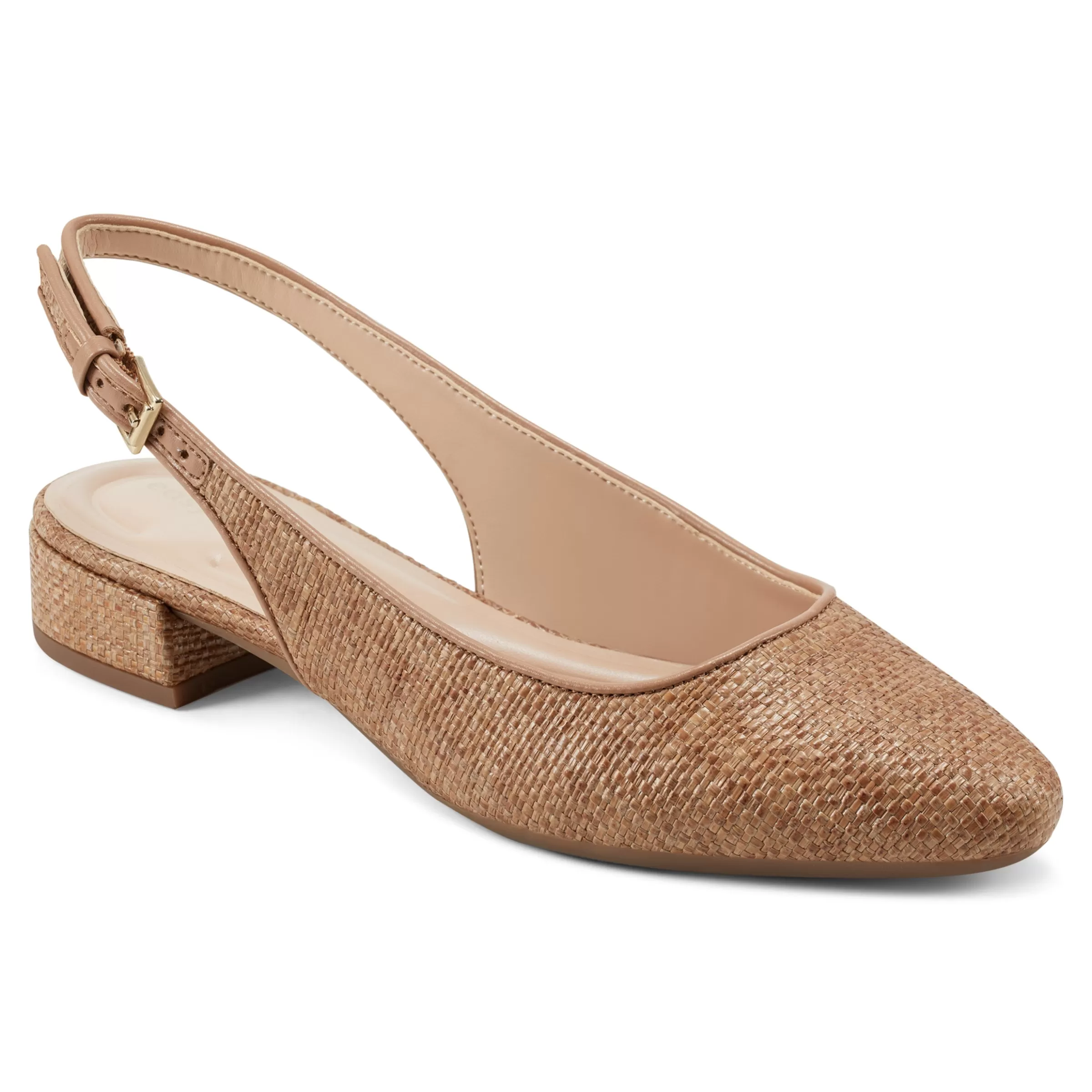 Low Heels | eFlex-Easy Spirit Cassius Slingback Pumps Brown Raffia