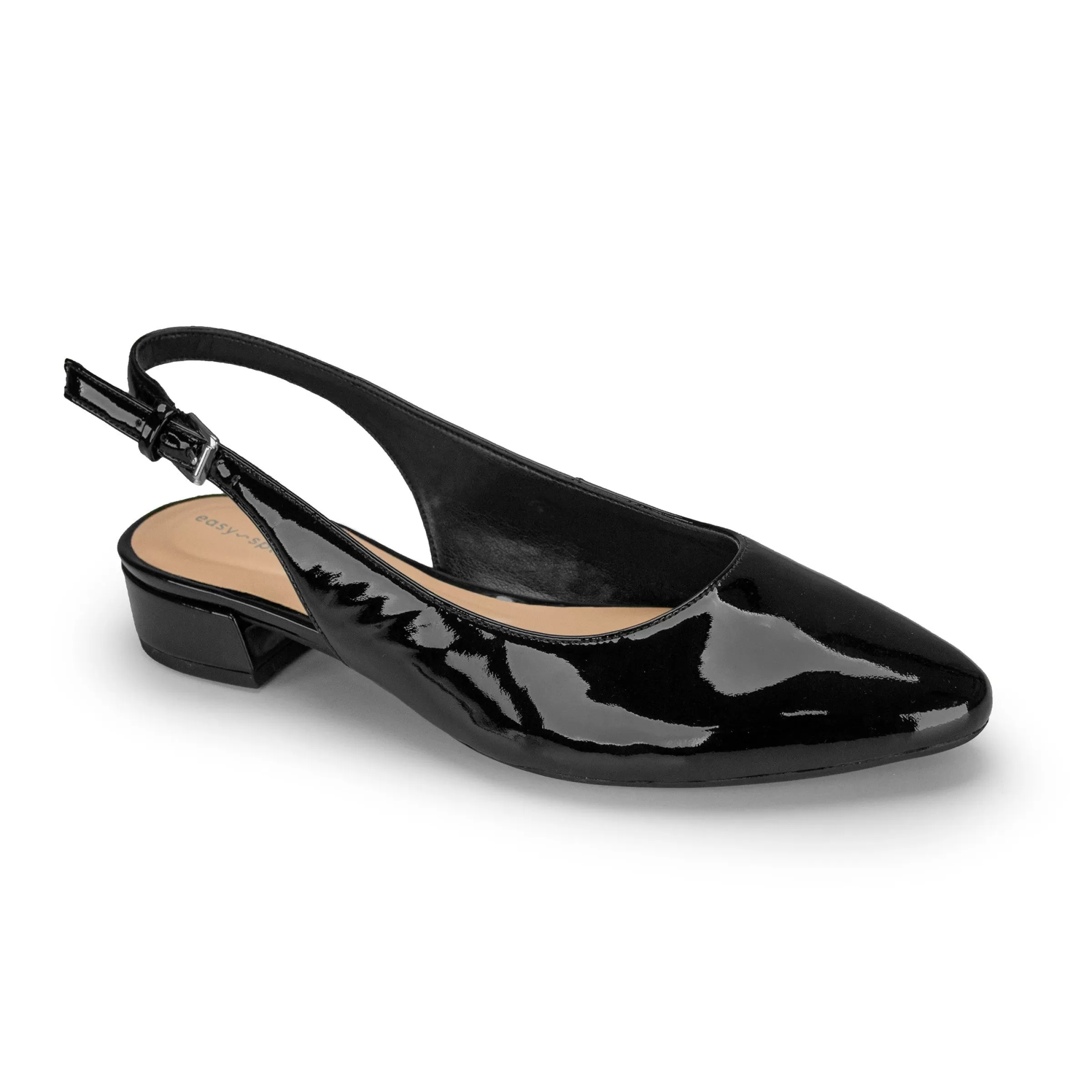 Low Heels | eFlex-Easy Spirit Cassius Slingback Pumps Black Patent