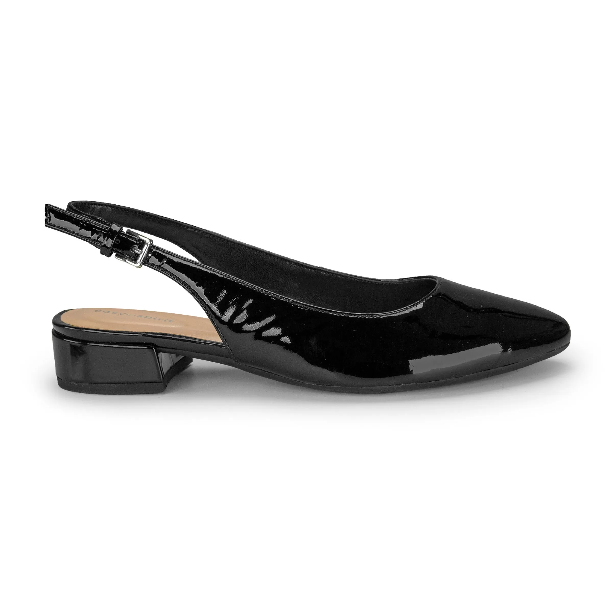 Low Heels | eFlex-Easy Spirit Cassius Slingback Pumps Black Patent