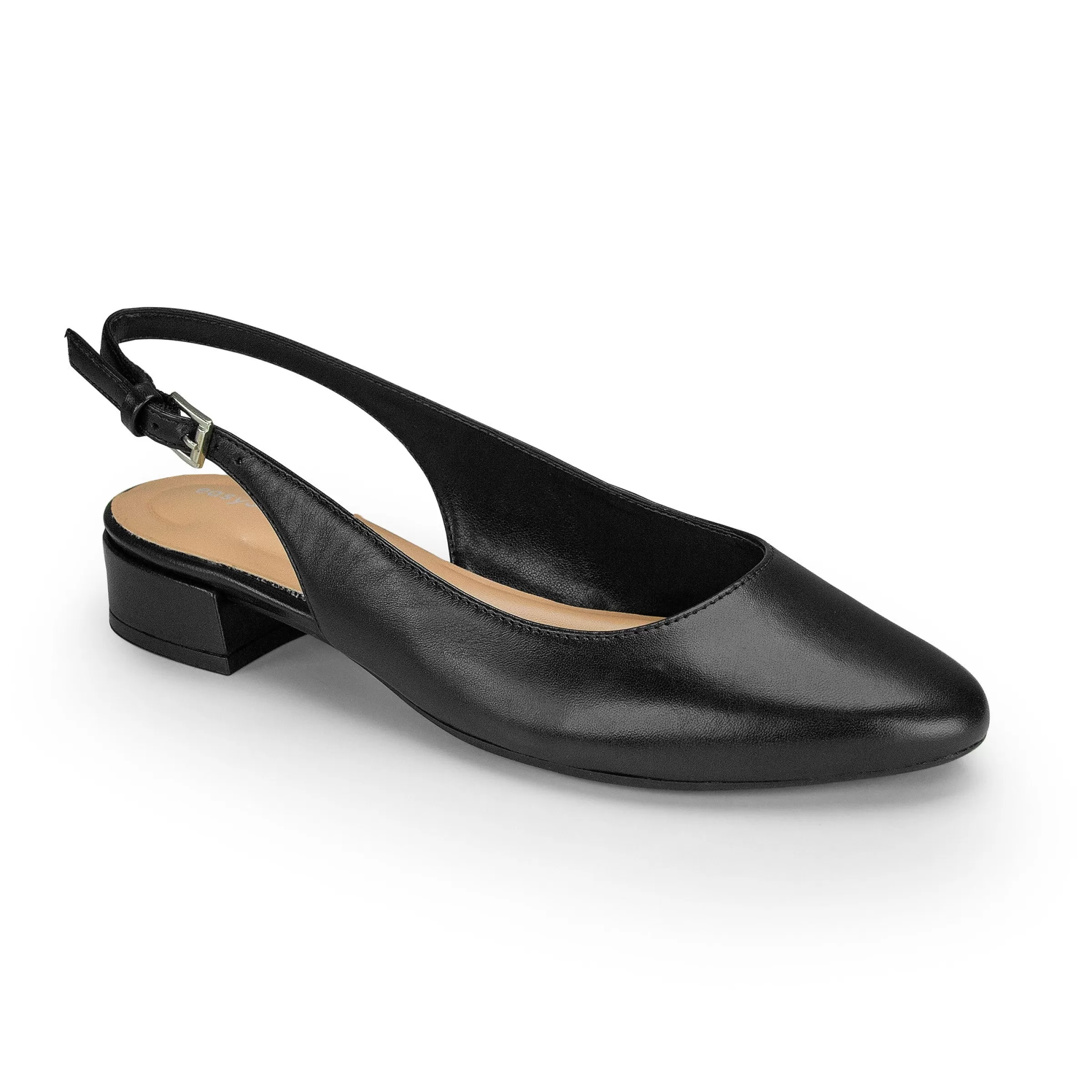 Low Heels | eFlex-Easy Spirit Cassius Slingback Pumps Black Leather