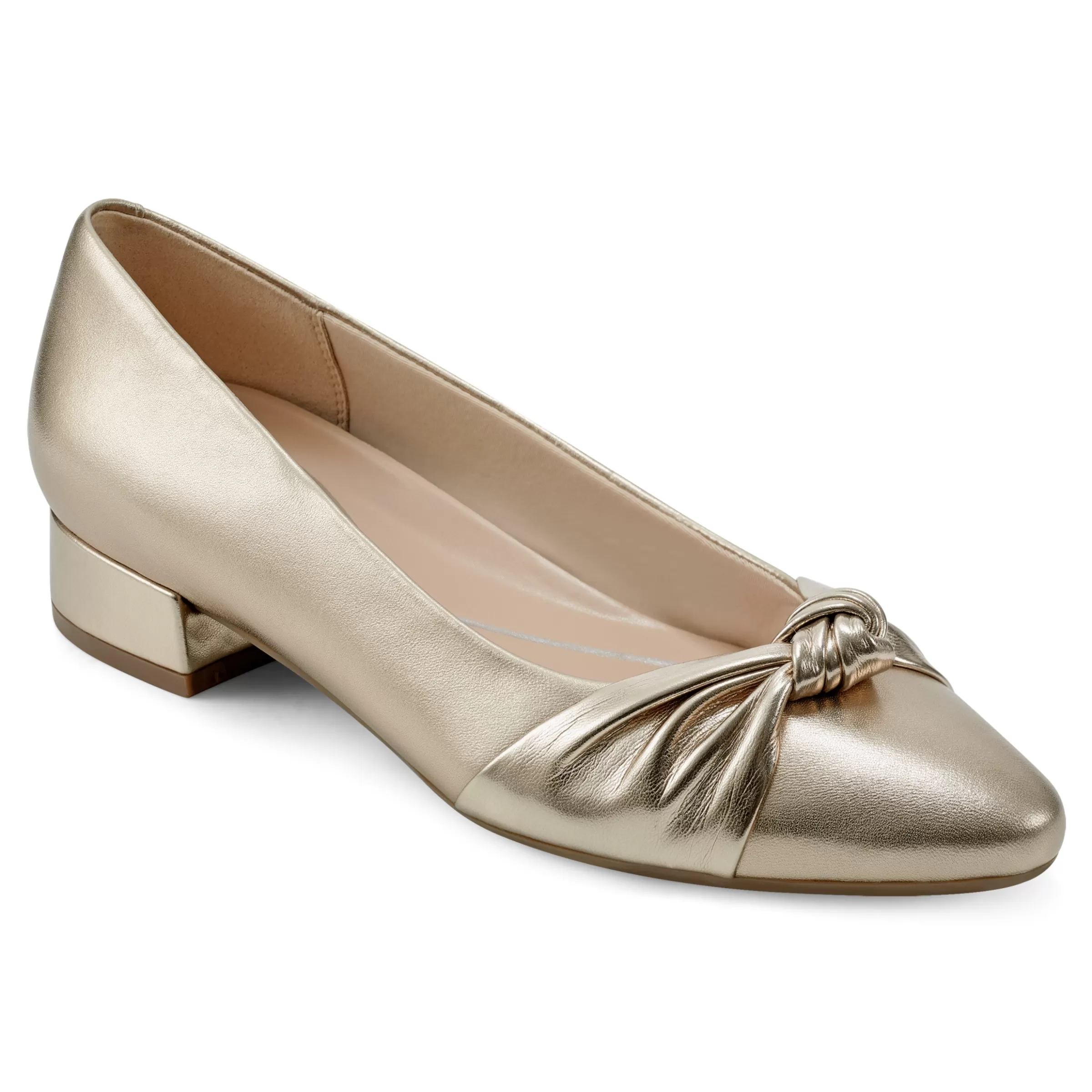 Low Heels | eFlex-Easy Spirit Caster Dress Shoes Gold Leather