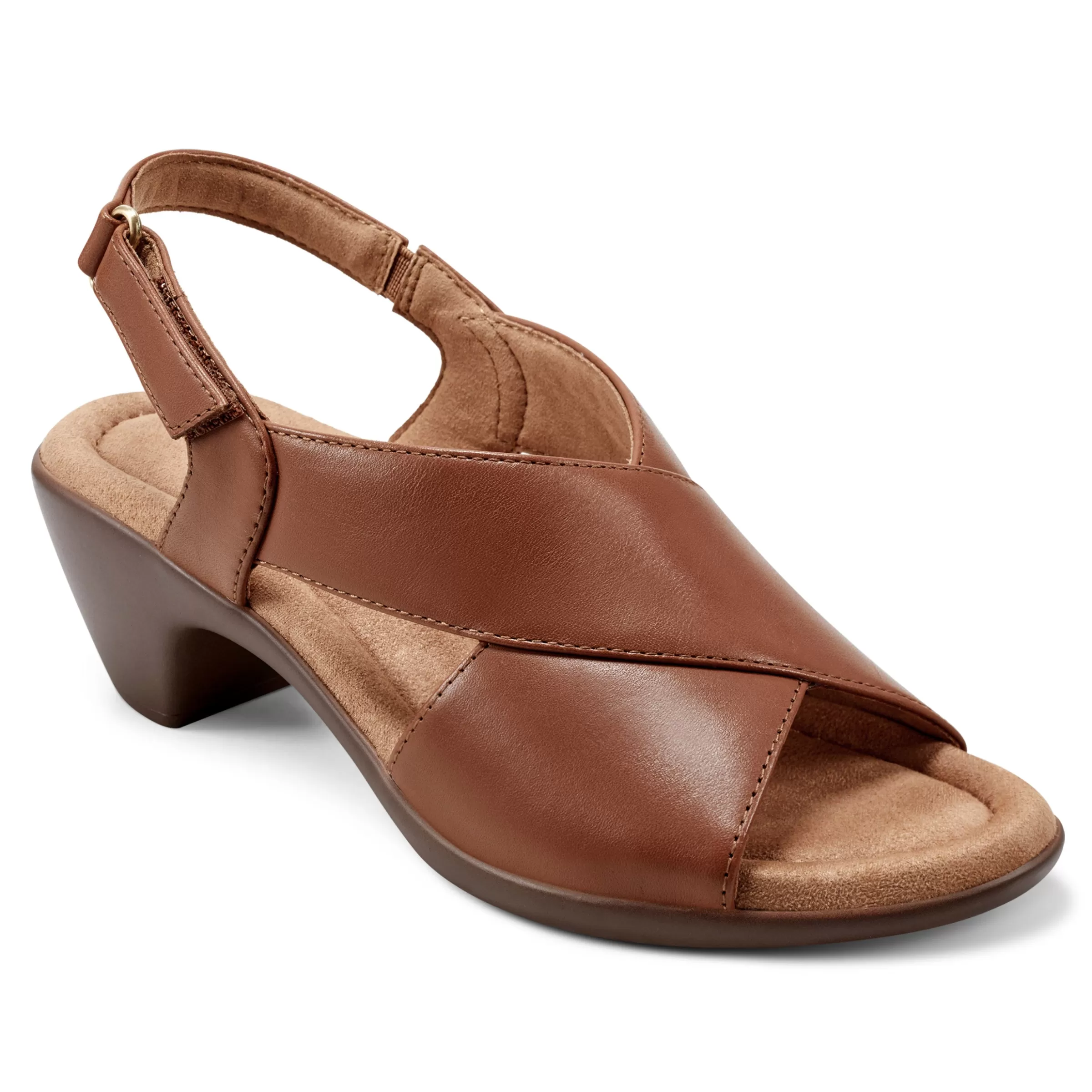 Dress | Sandals-Easy Spirit Chantal Casual Heeled Sandals Brown Leather