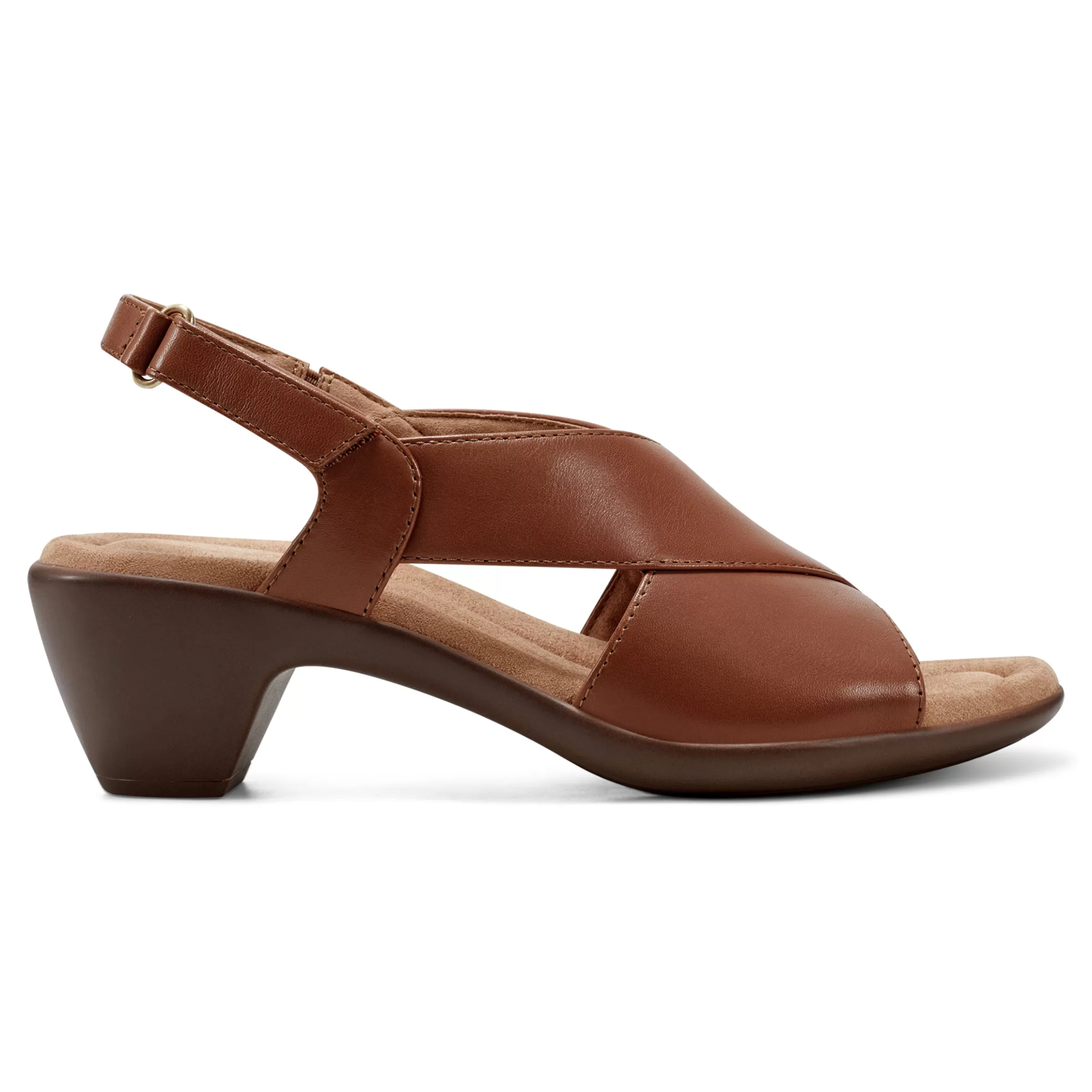 Dress | Sandals-Easy Spirit Chantal Casual Heeled Sandals Brown Leather