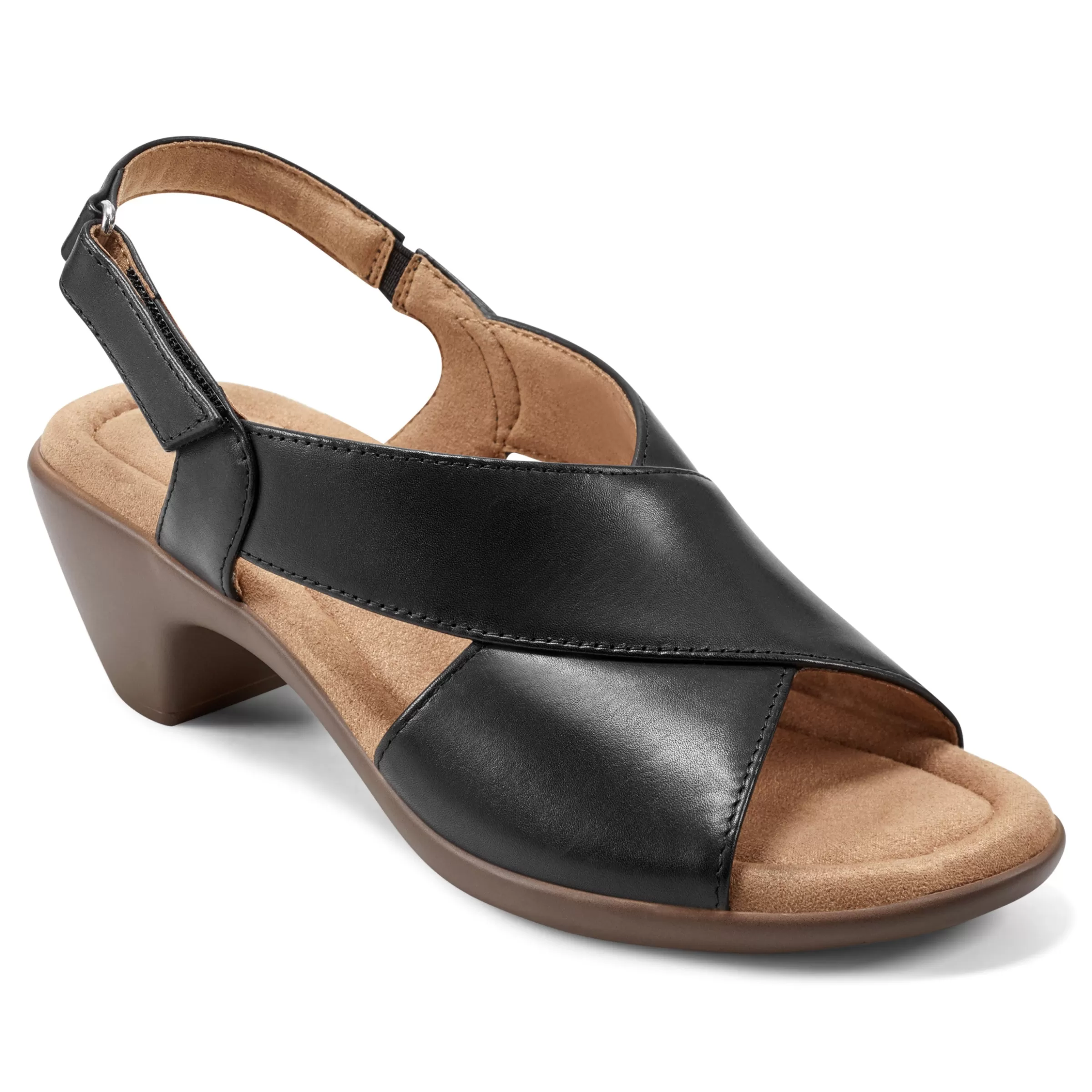 Dress | Sandals-Easy Spirit Chantal Casual Heeled Sandals Black Leather