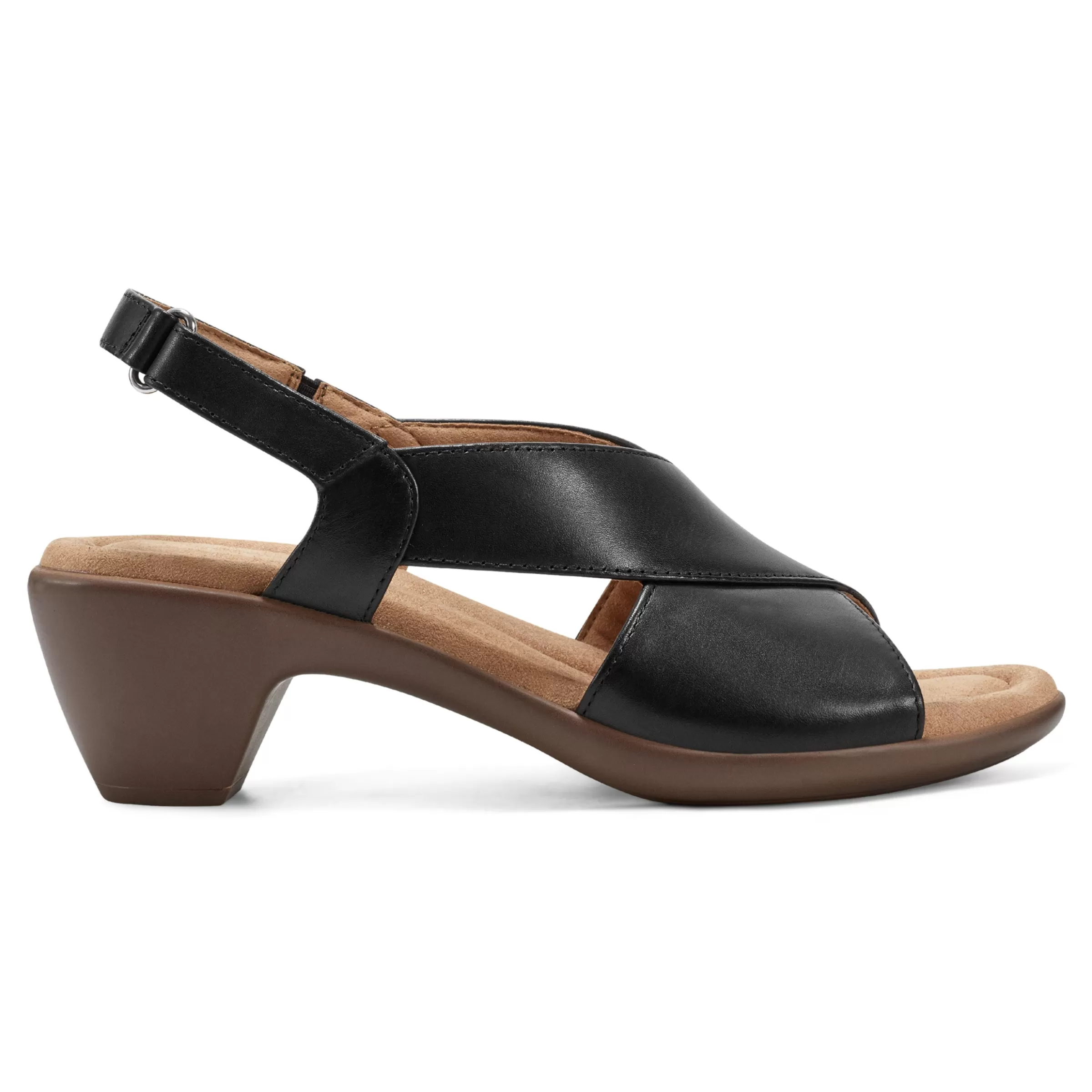 Dress | Sandals-Easy Spirit Chantal Casual Heeled Sandals Black Leather