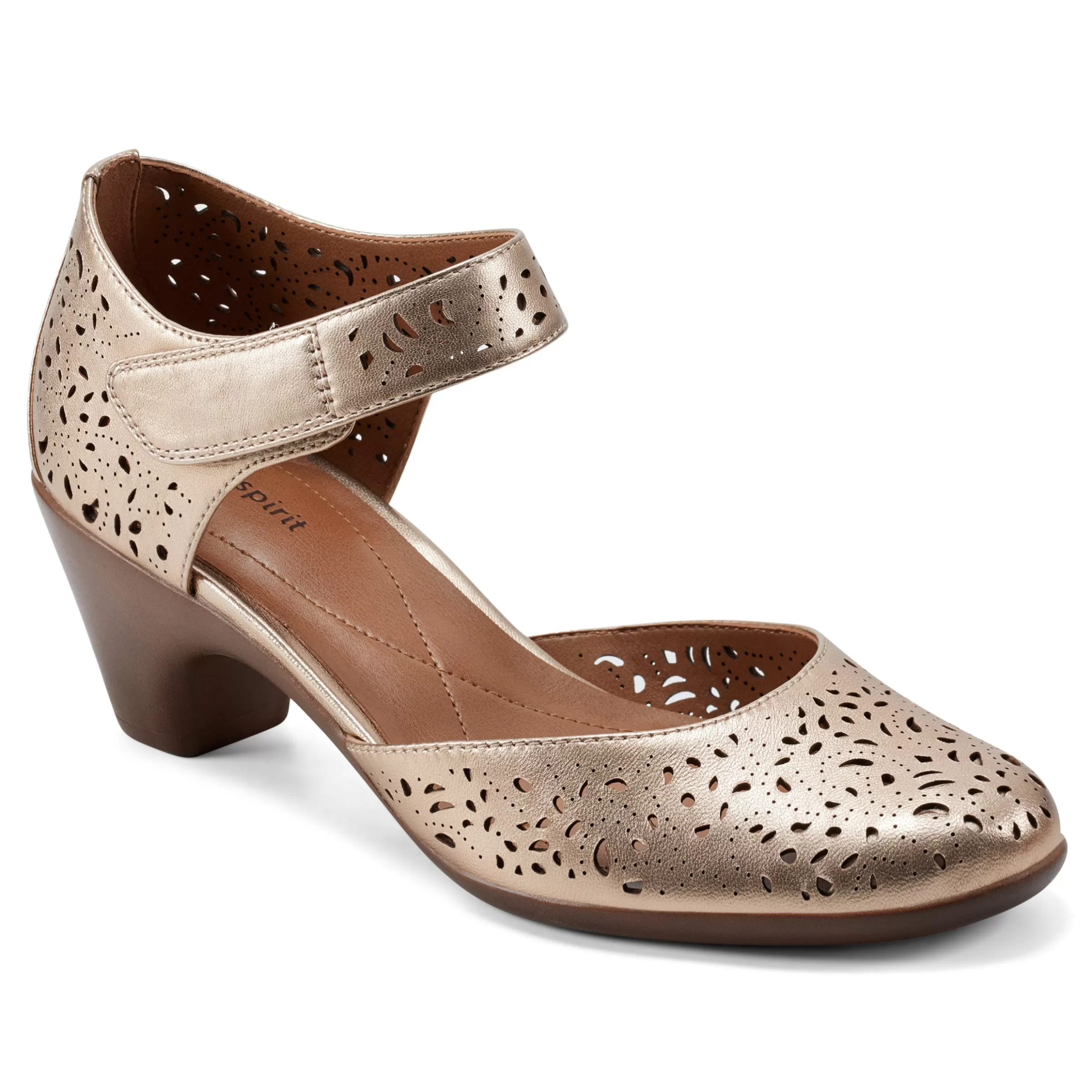 Cindie Mary Jane Heels | Mid Heels-Easy Spirit Cindie Mary Jane Heels Bronze Pearlized