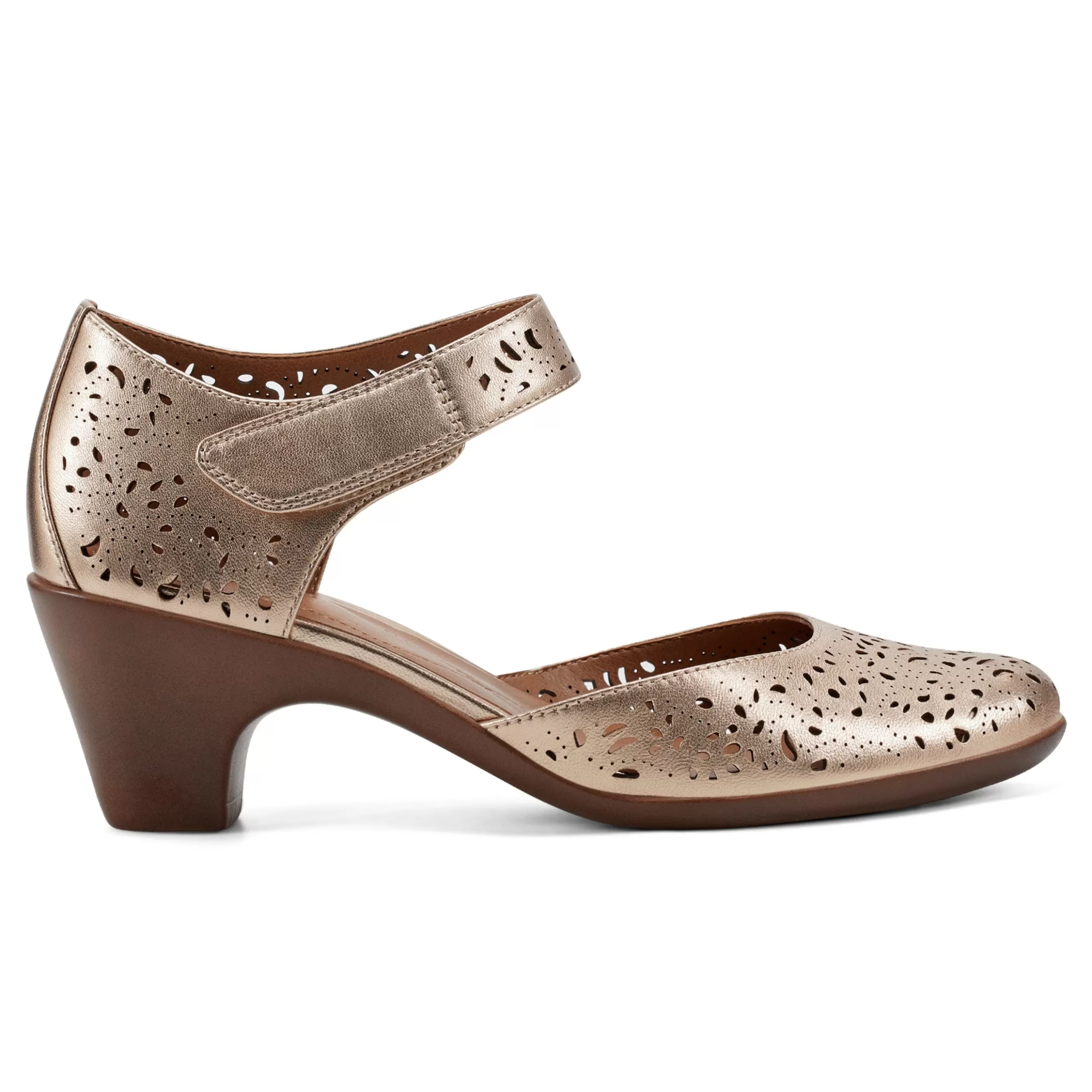 Cindie Mary Jane Heels | Mid Heels-Easy Spirit Cindie Mary Jane Heels Bronze Pearlized