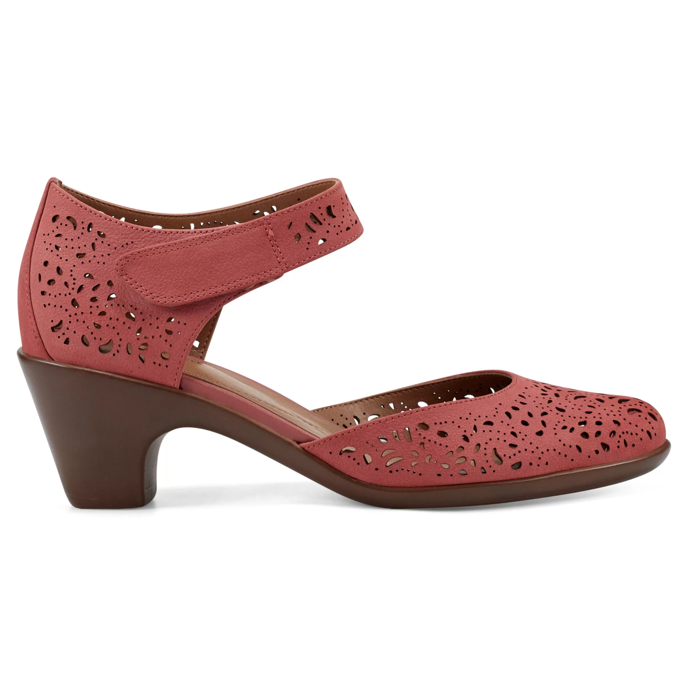 Cindie Mary Jane Heels | Mid Heels-Easy Spirit Cindie Mary Jane Heels Coral Leather Nubuck