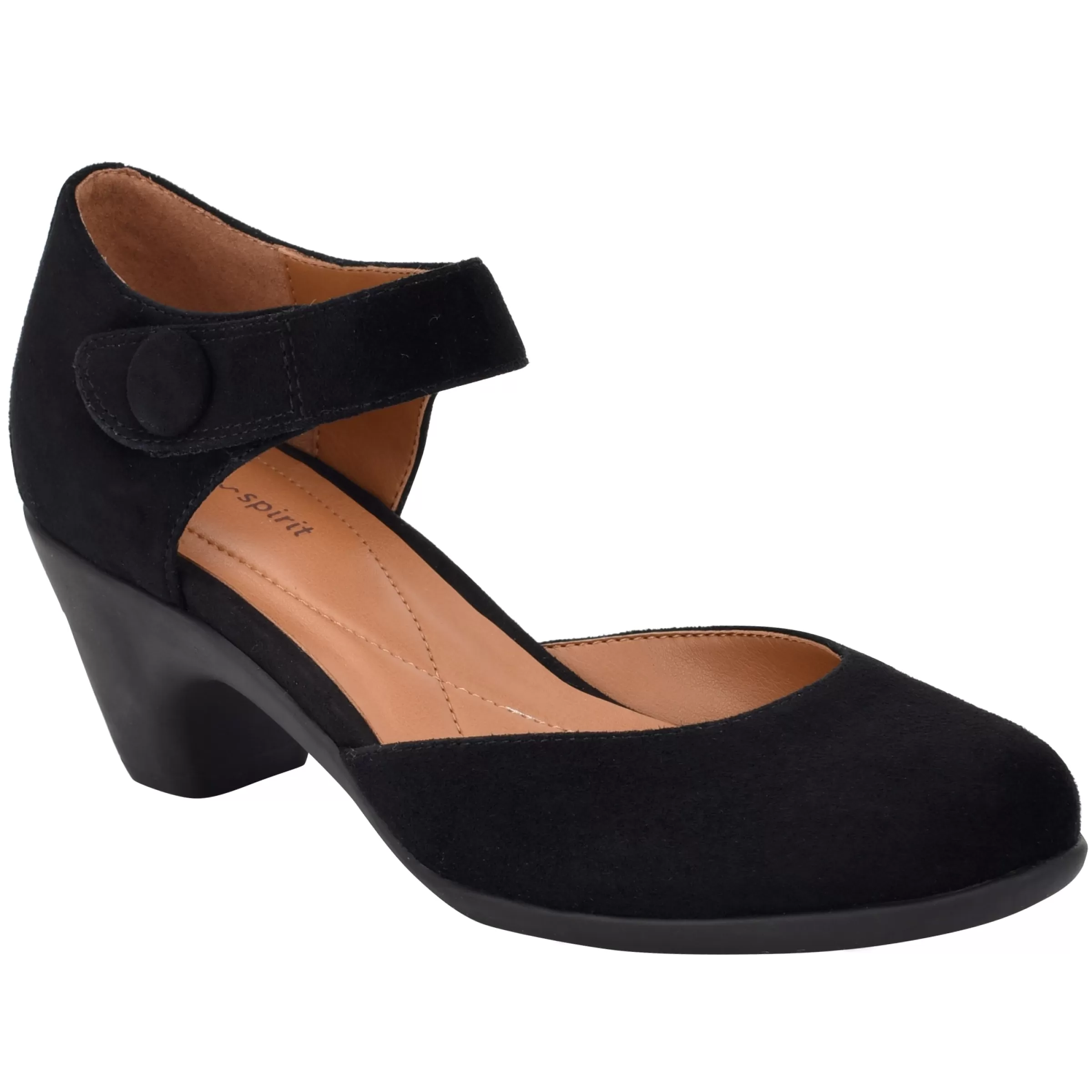 Clarice Mary Jane Heels | Mid Heels-Easy Spirit Clarice Mary Jane Heels Black Suede