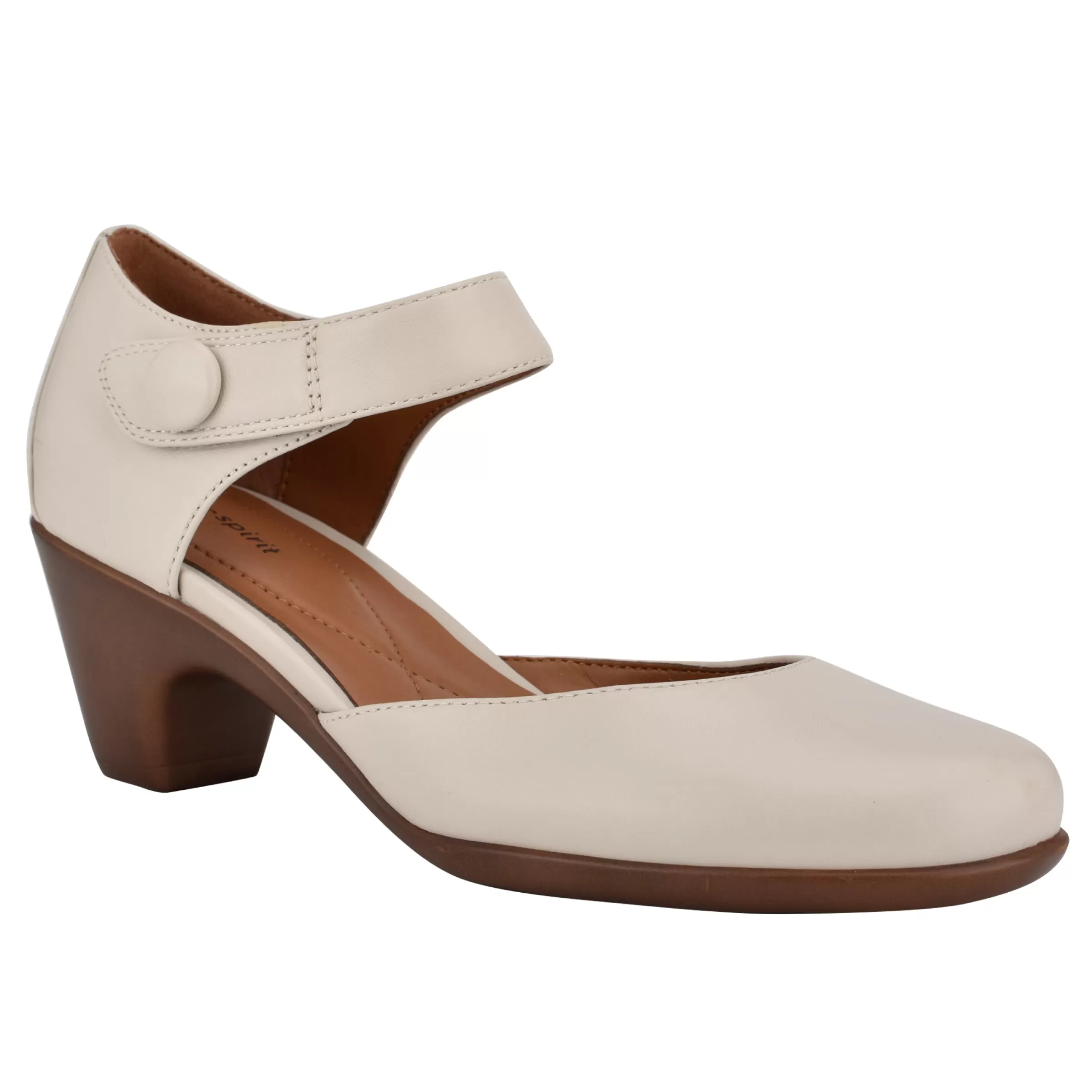 Clarice Mary Jane Heels | Mid Heels-Easy Spirit Clarice Mary Jane Heels Ivory Leather