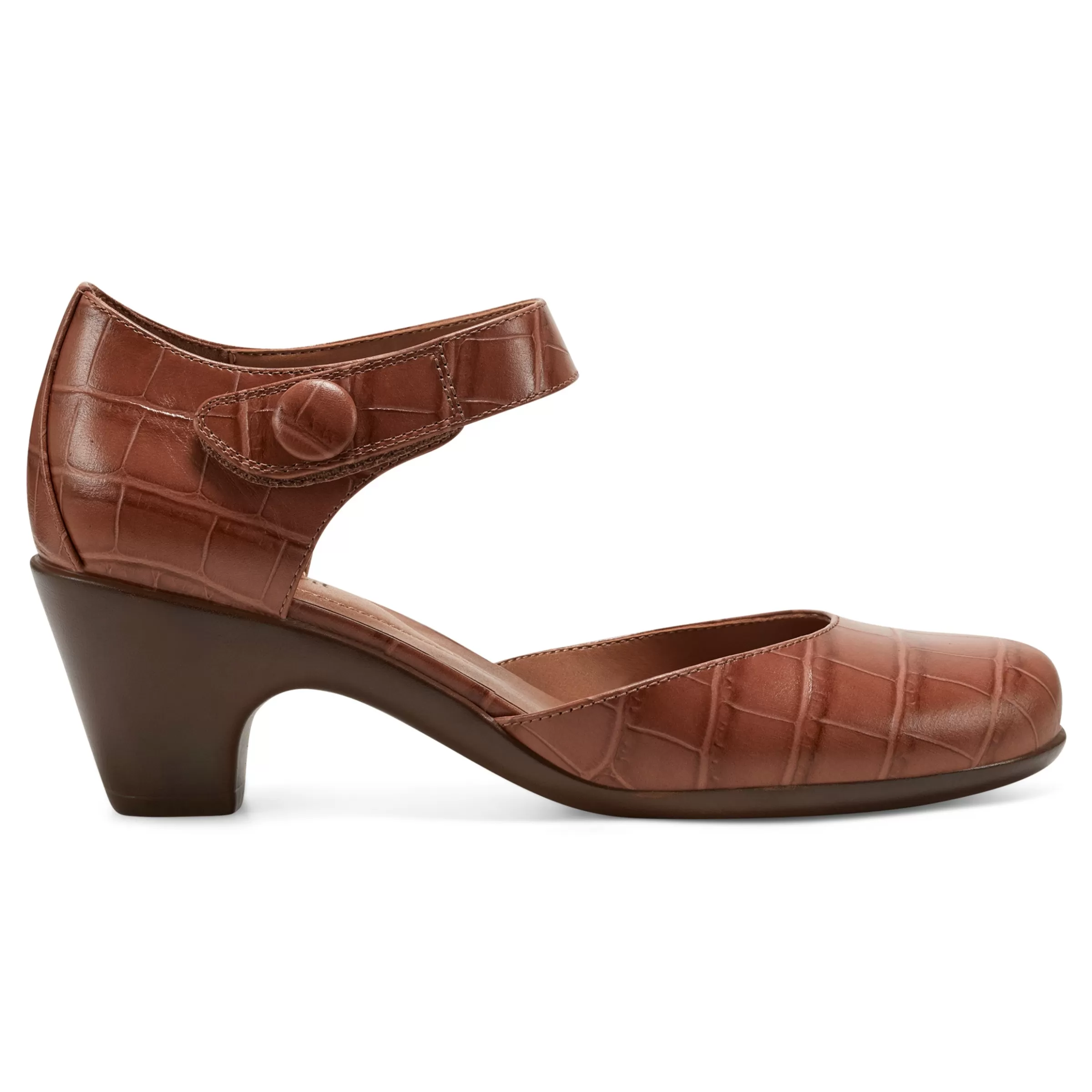 Mid Heels | Clarice Mary Jane Heels-Easy Spirit Clarice Mary Jane Heels Brown Croco