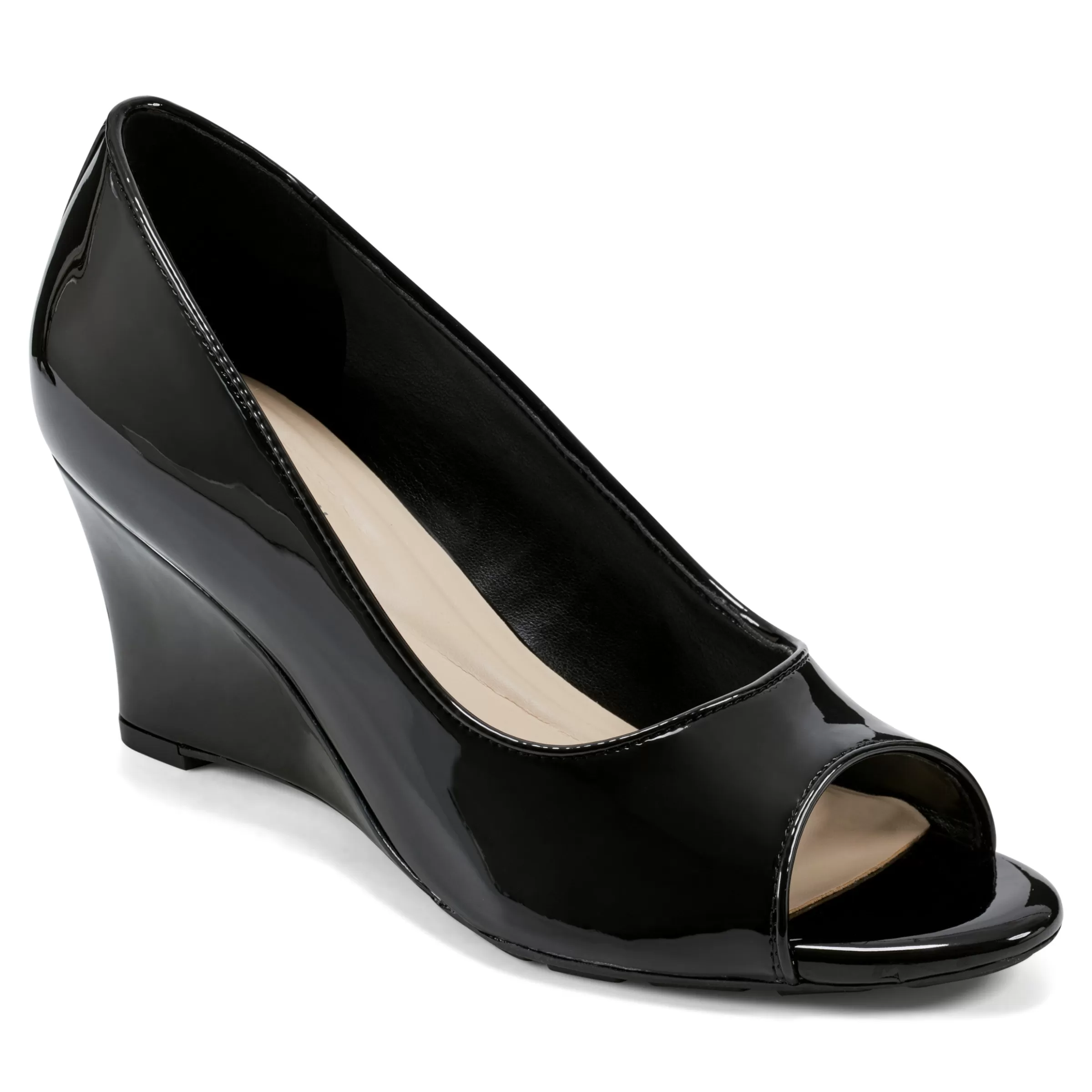 Wedges | Wedges-Easy Spirit Coleen Peep Toe Wedges Black