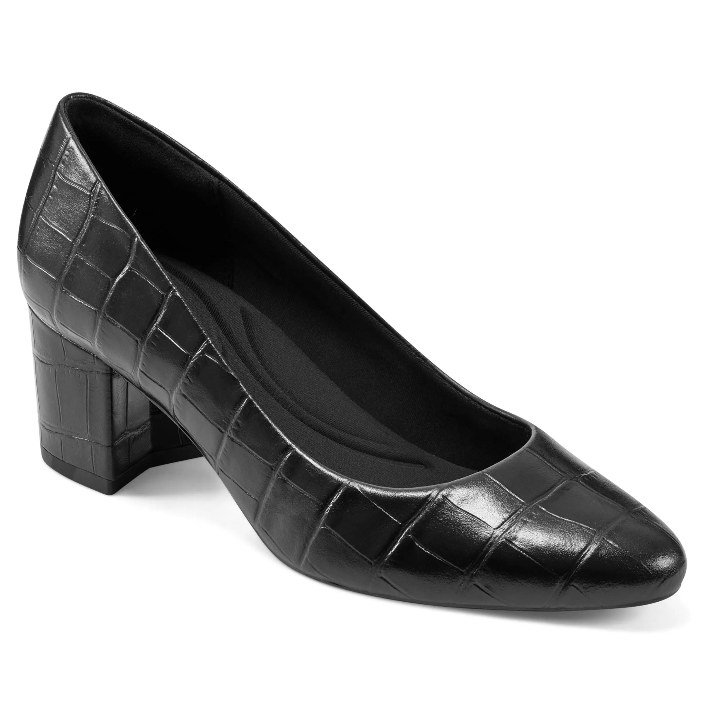 Cosma Pumps | Mid Heels-Easy Spirit Cosma Pumps Black Croco Print