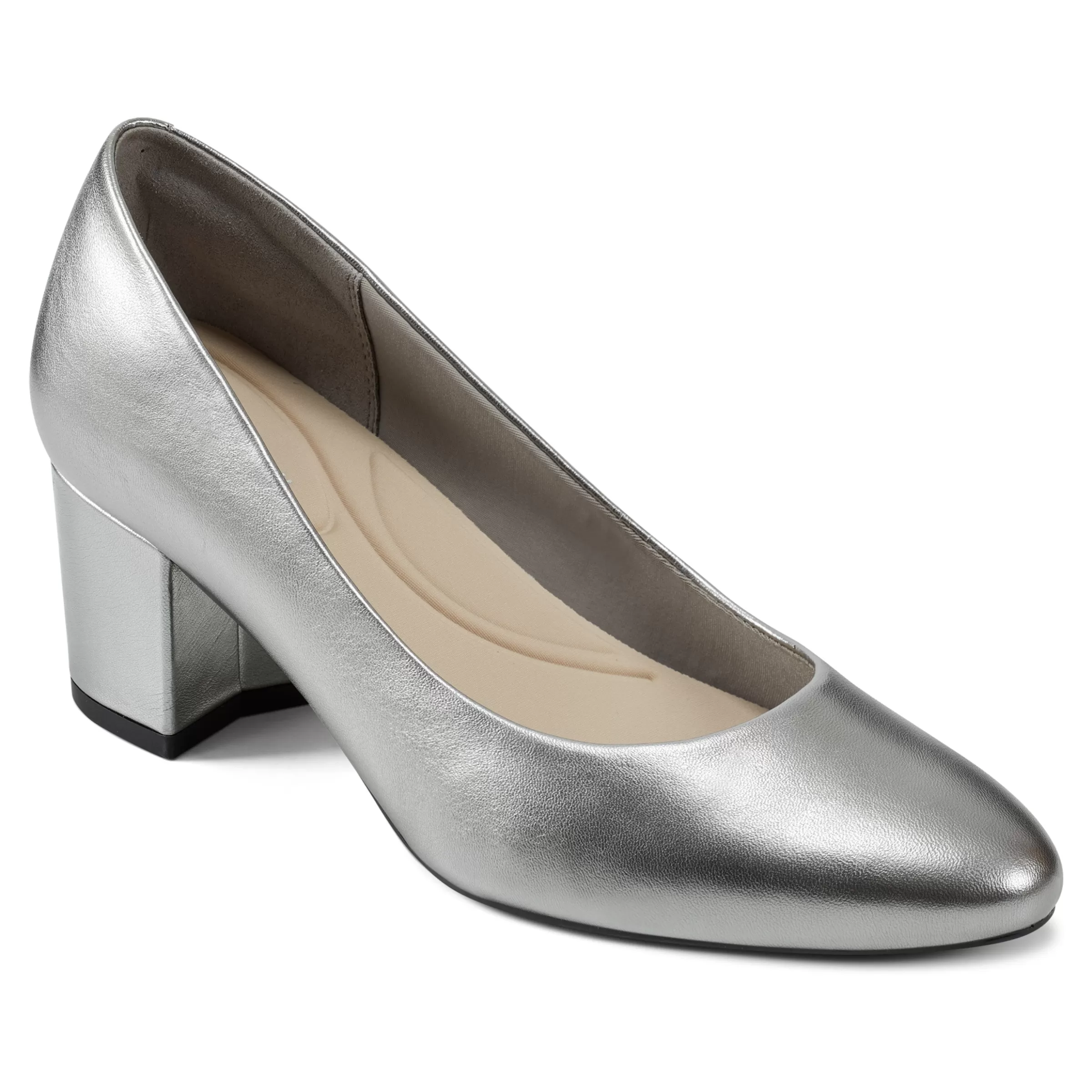 Cosma Pumps | Mid Heels-Easy Spirit Cosma Pumps Pewter Leather