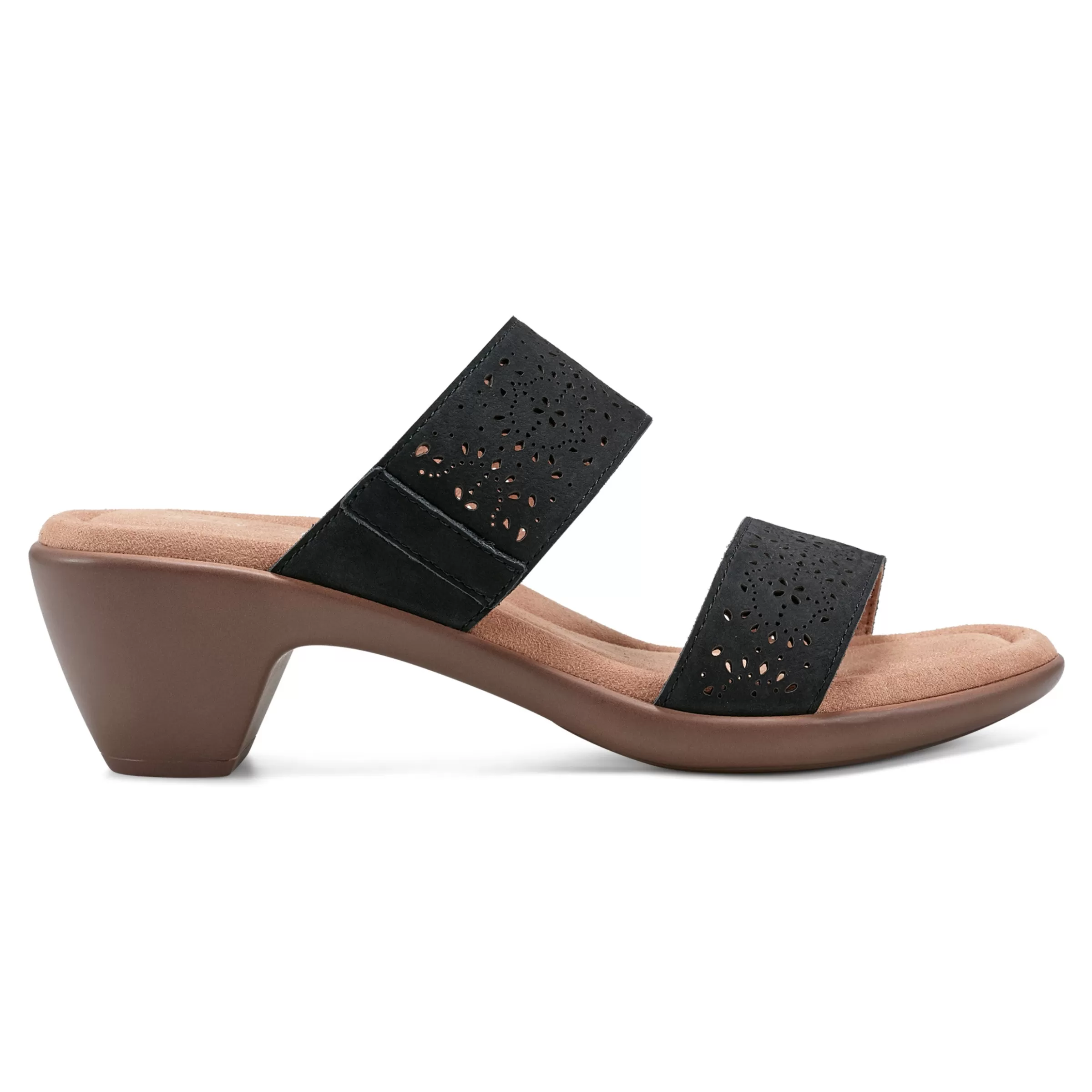 Dress | Sandals-Easy Spirit Crista Casual Slide Heeled Sandals Black Leather Nubuck