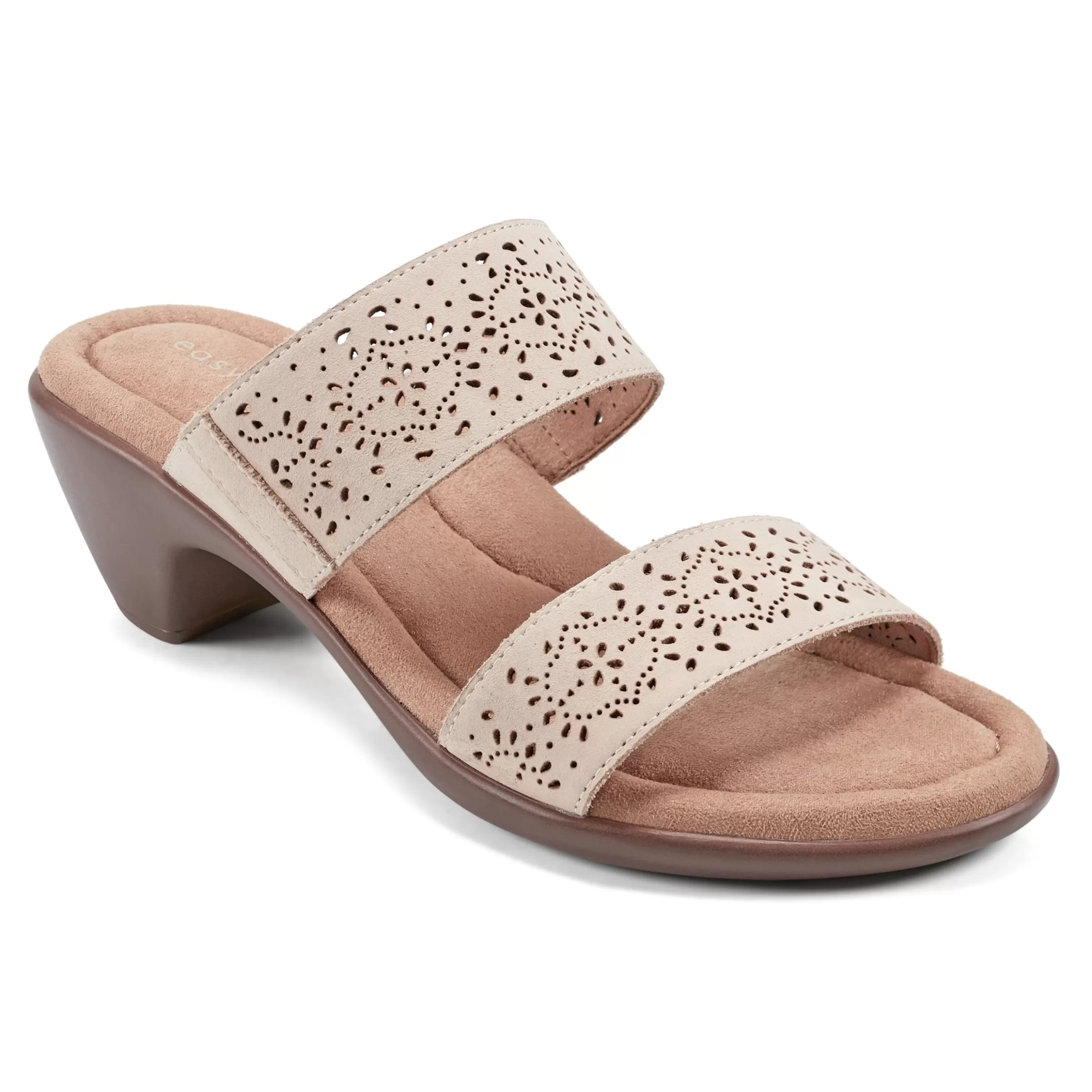 Dress | Sandals-Easy Spirit Crista Casual Slide Heeled Sandals Natural Leather Nubuck