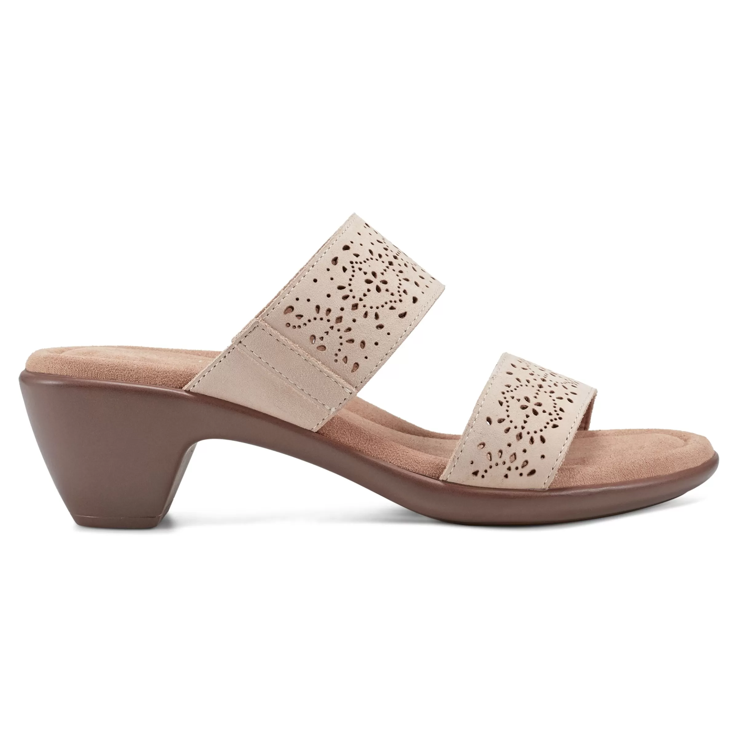 Dress | Sandals-Easy Spirit Crista Casual Slide Heeled Sandals Natural Leather Nubuck