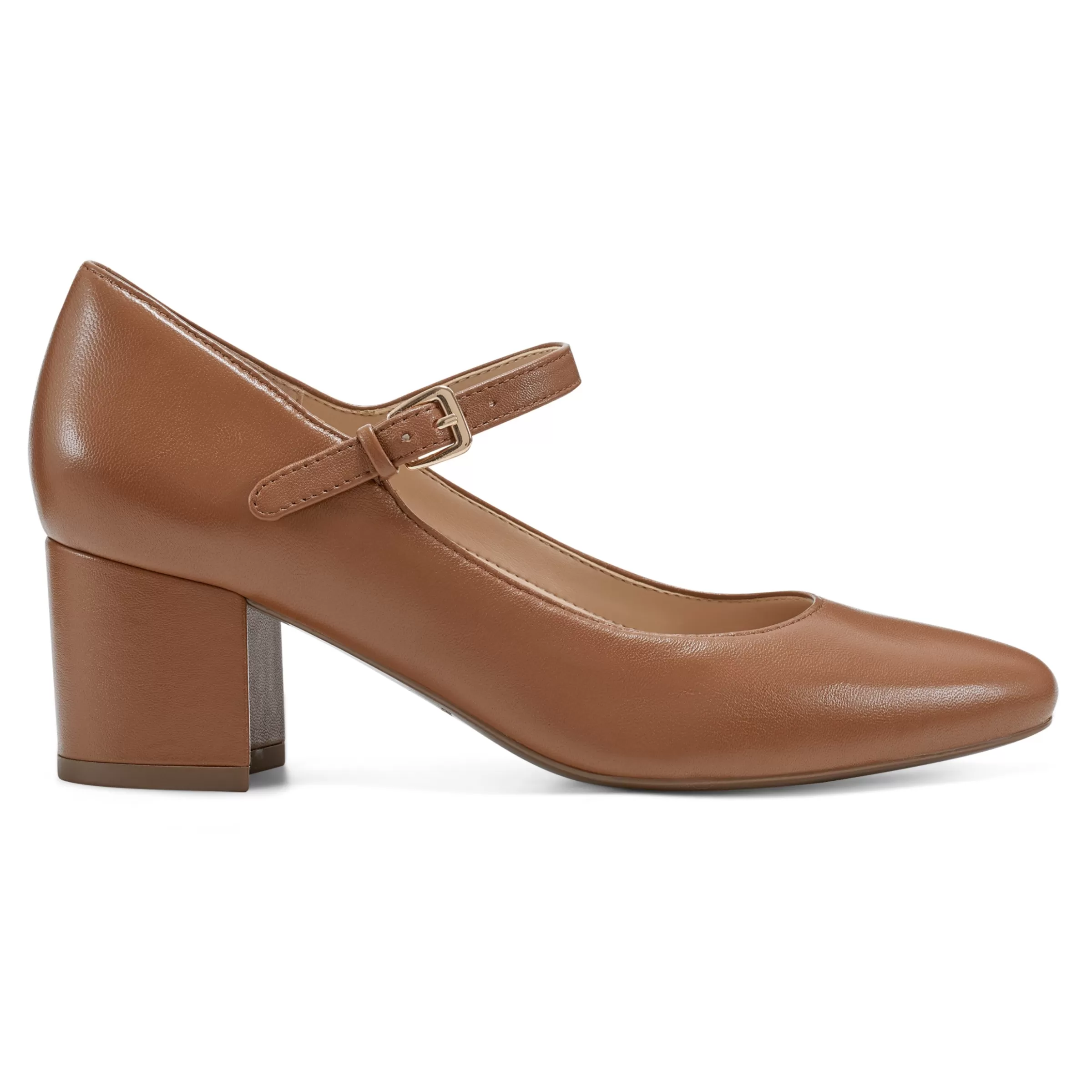 Mid Heels | eFlex-Easy Spirit Cyra Mary Jane Dress Pumps Brown Leather