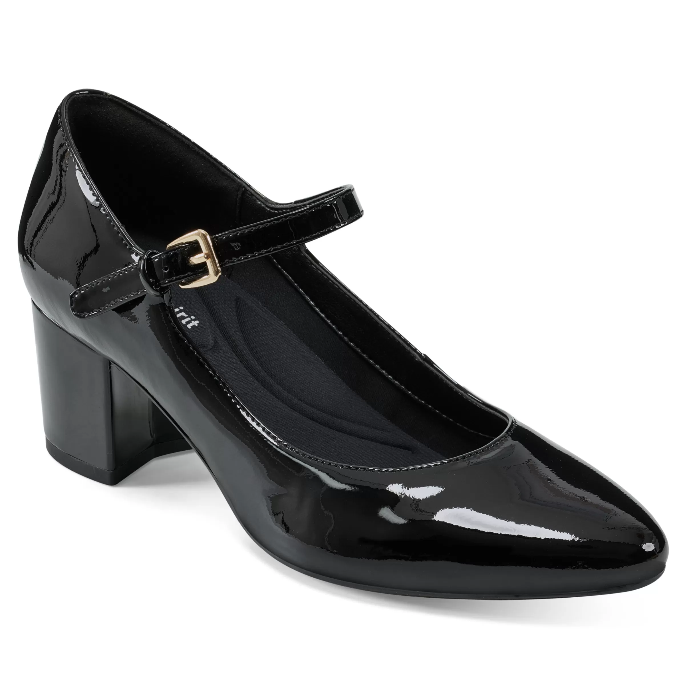 Mid Heels | eFlex-Easy Spirit Cyra Mary Jane Dress Pumps Black Patent Leather