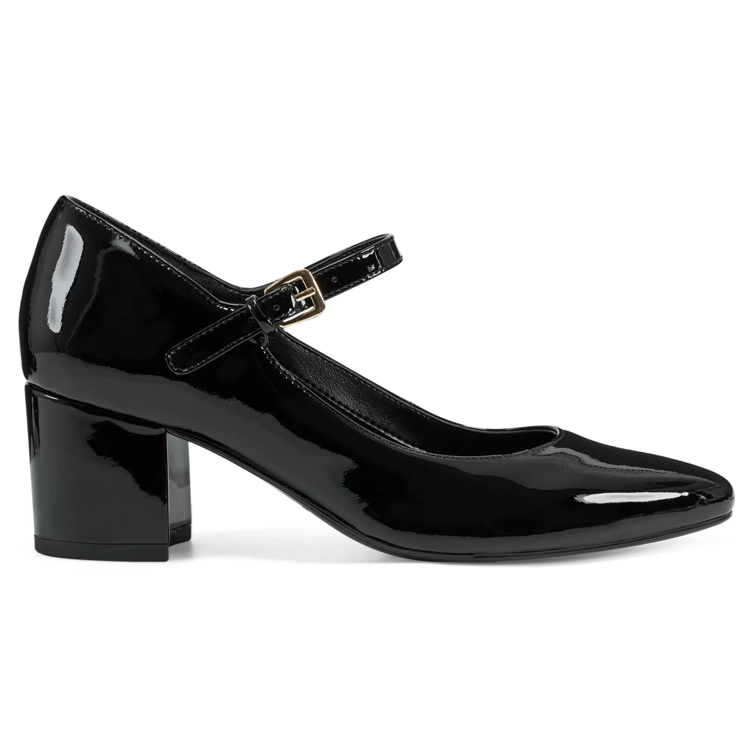 Mid Heels | eFlex-Easy Spirit Cyra Mary Jane Dress Pumps Black Patent Leather