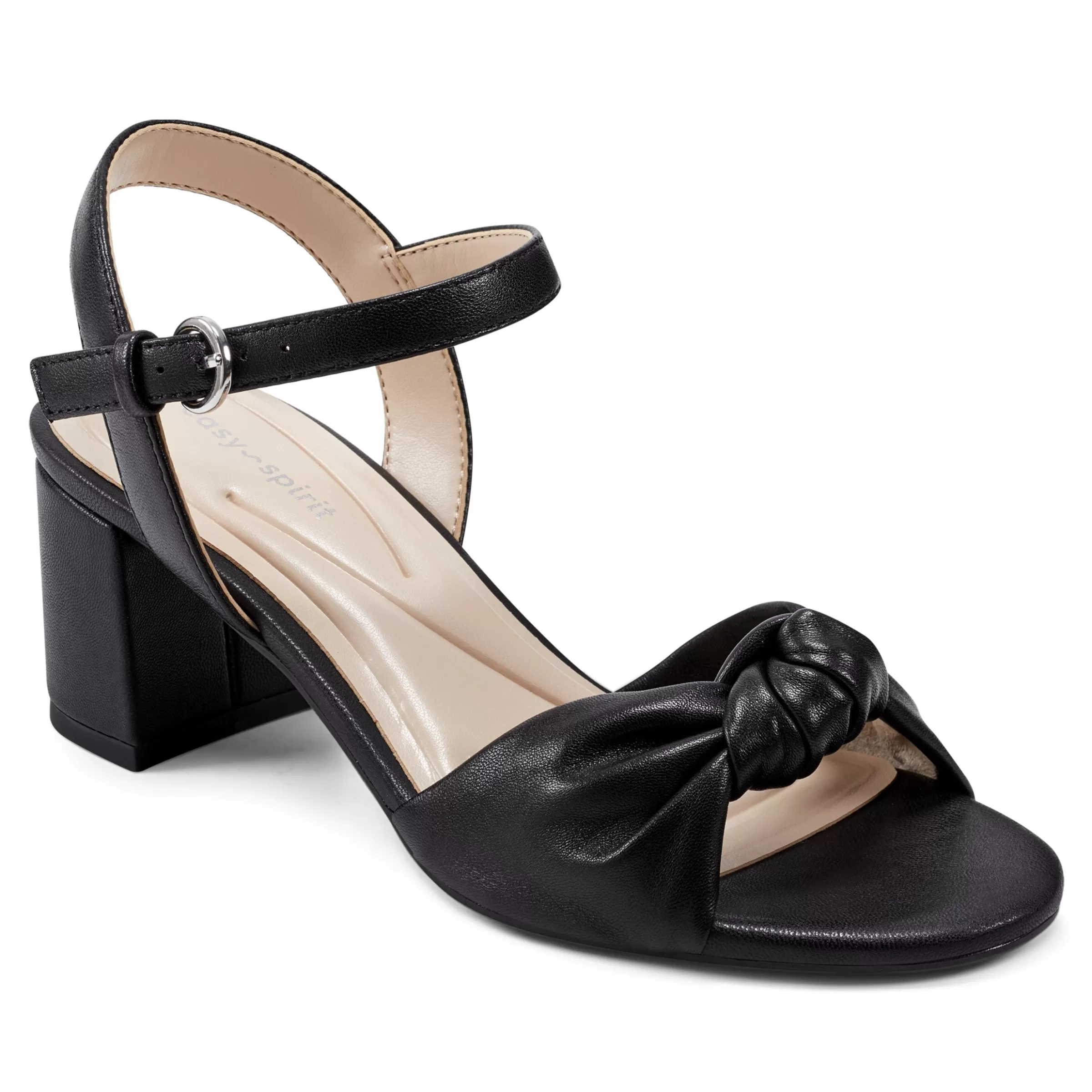 eFlex | eFlex-Easy Spirit Danica Heeled Sandals Black Leather