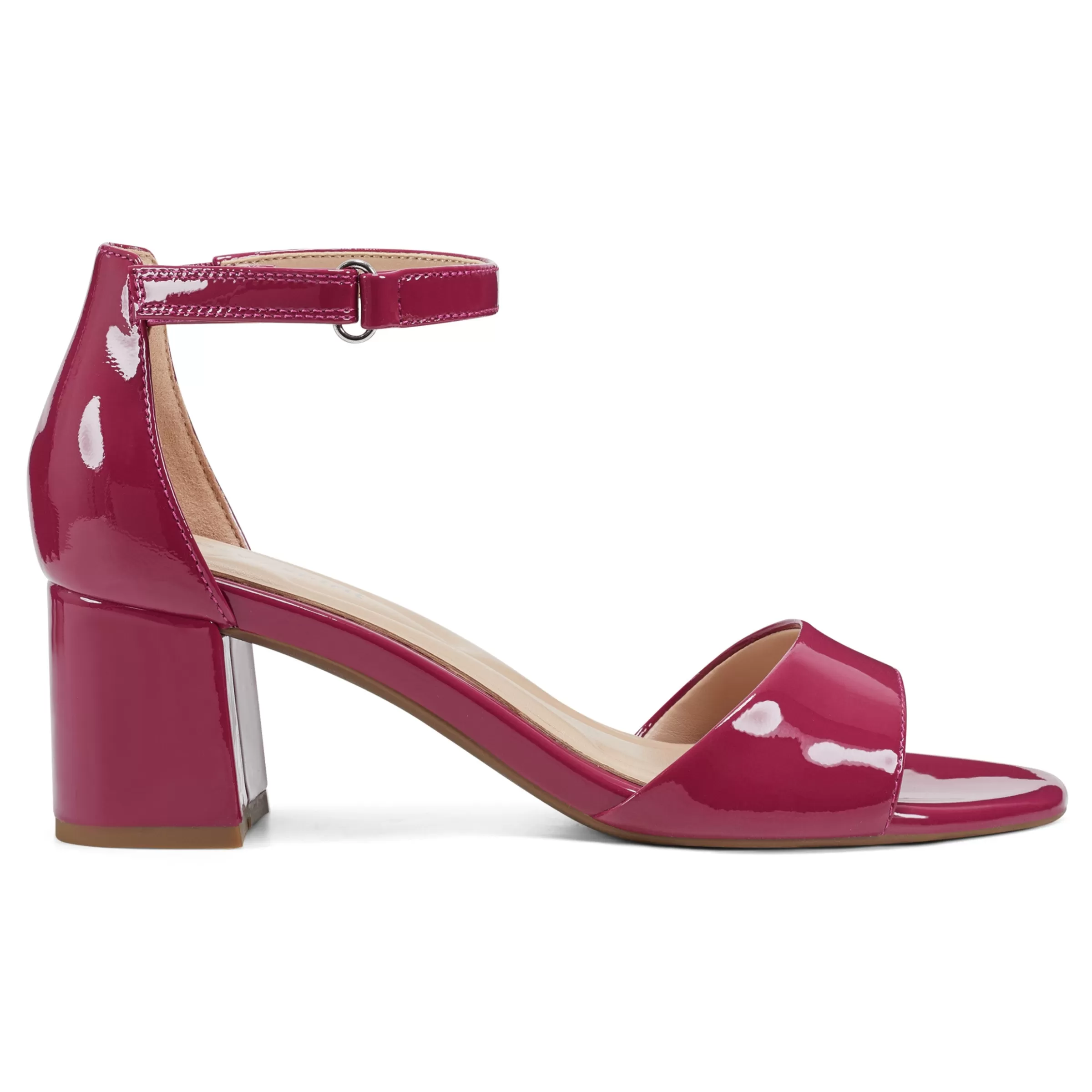 eFlex | eFlex-Easy Spirit Daven Ankle Strap Heeled Sandals Pink Patent Leather