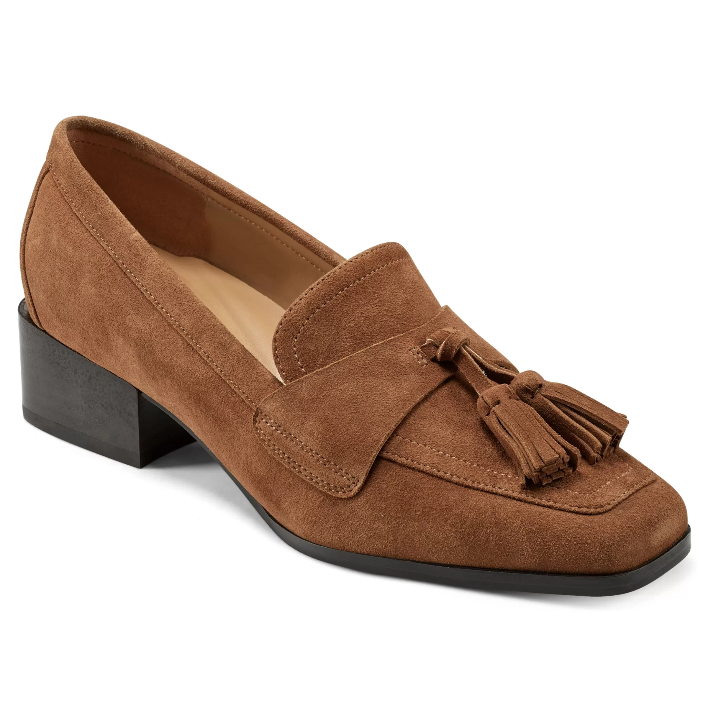 Mid Heels | eFlex-Easy Spirit Drew Dress Loafers Brown Suede