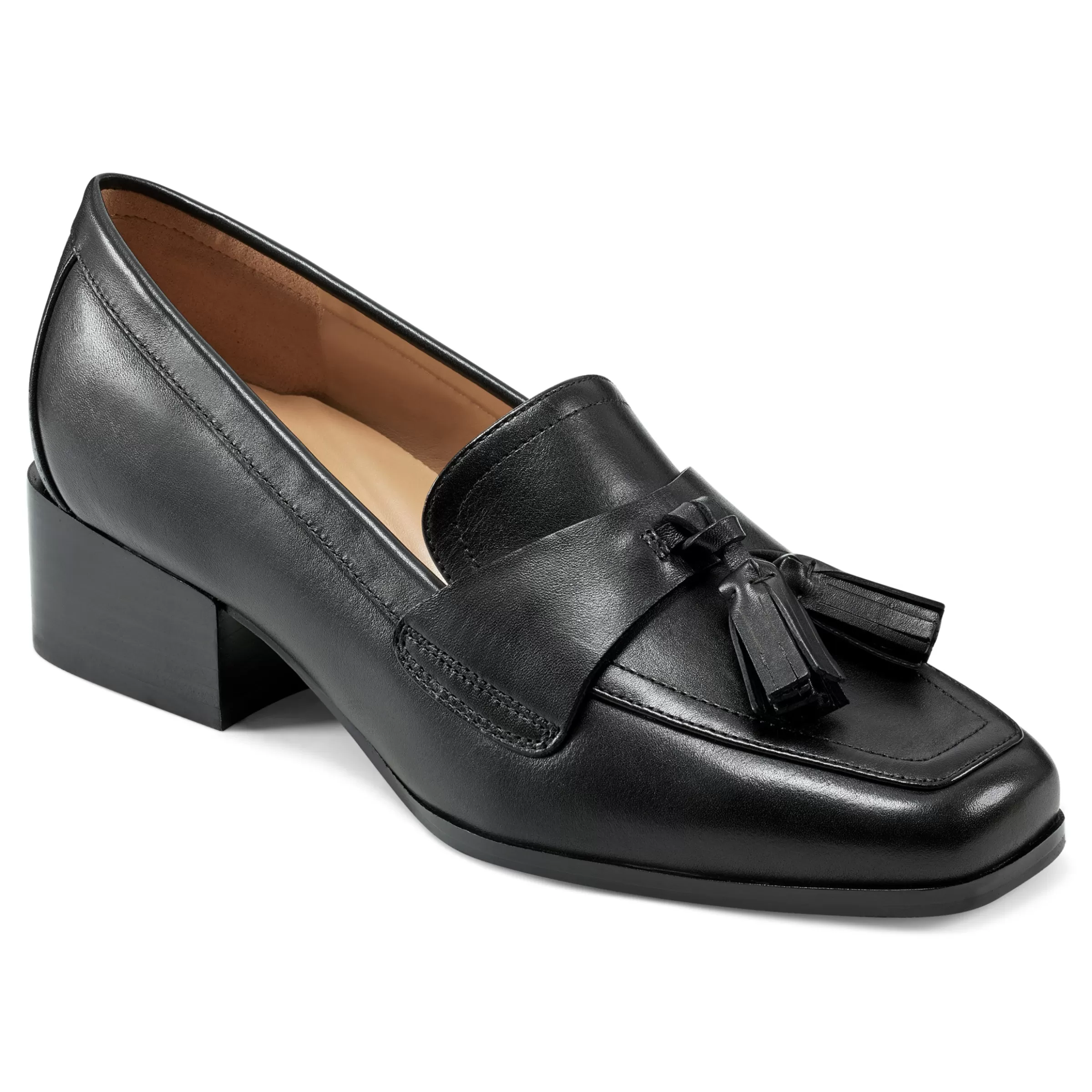 Mid Heels | eFlex-Easy Spirit Drew Dress Loafers Black Leather