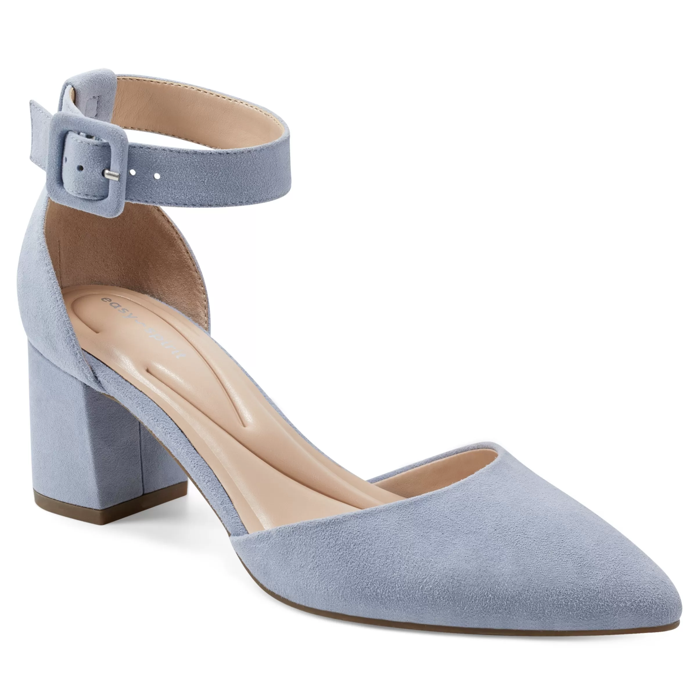 eFlex | eFlex-Easy Spirit Emila Ankle Strap Pumps Light Blue Suede