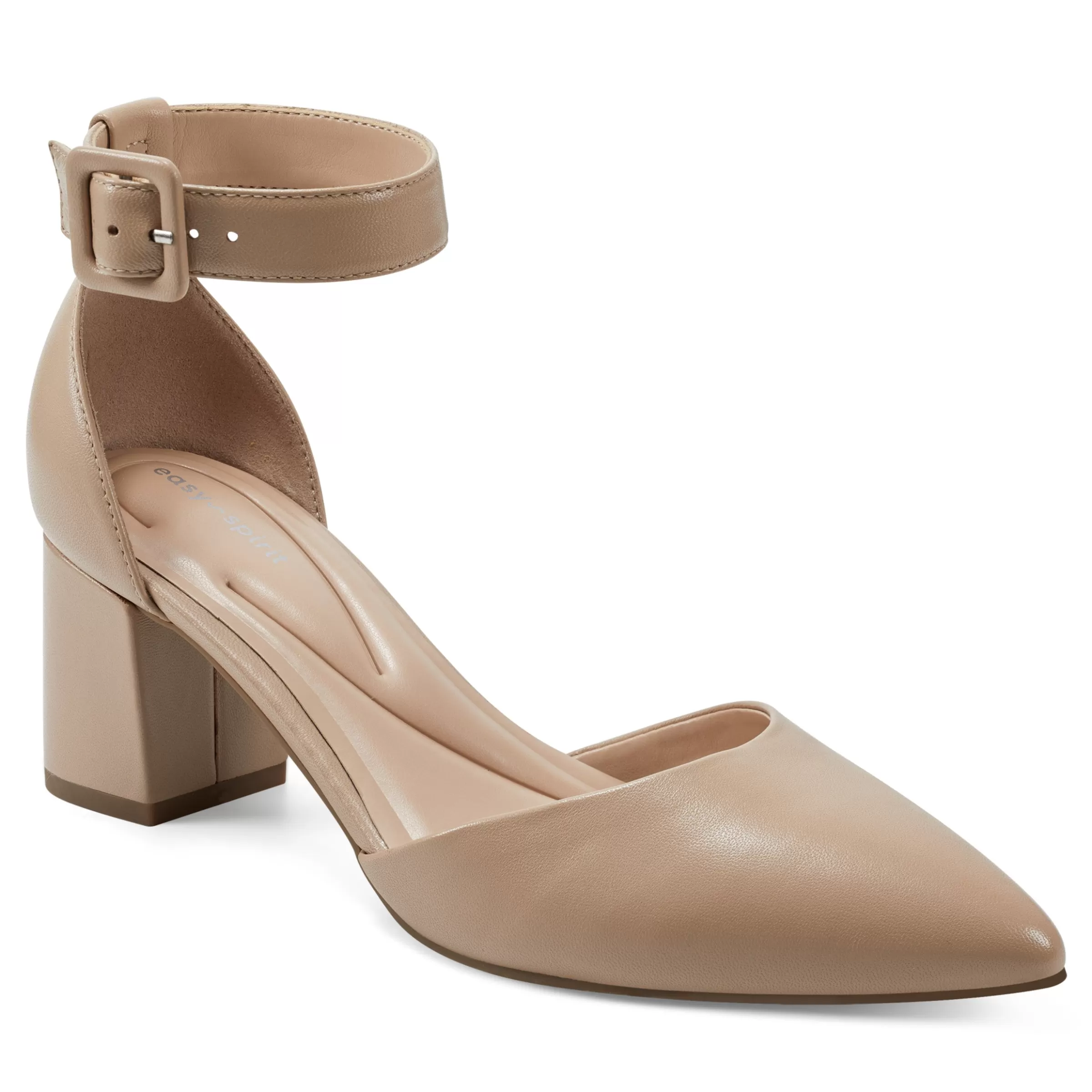 eFlex | eFlex-Easy Spirit Emila Ankle Strap Pumps Medium Natural Leather