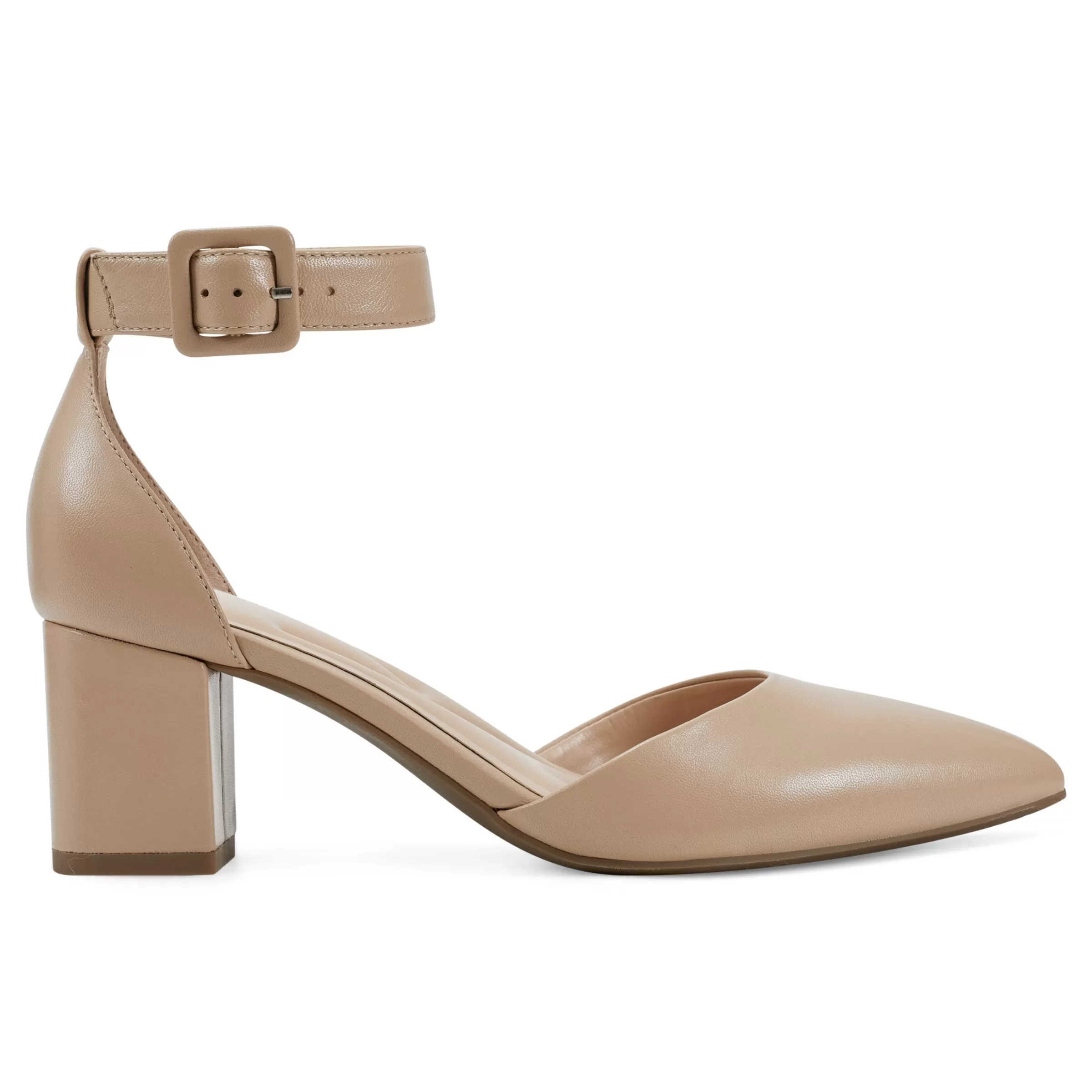 eFlex | eFlex-Easy Spirit Emila Ankle Strap Pumps Medium Natural Leather