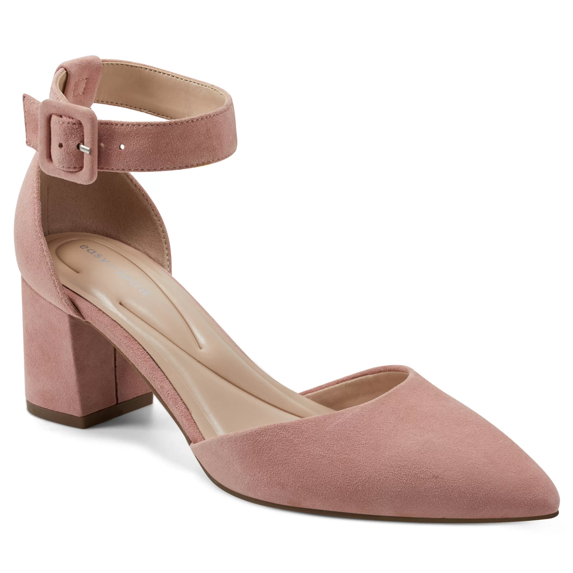 eFlex | eFlex-Easy Spirit Emila Ankle Strap Pumps Coral Suede